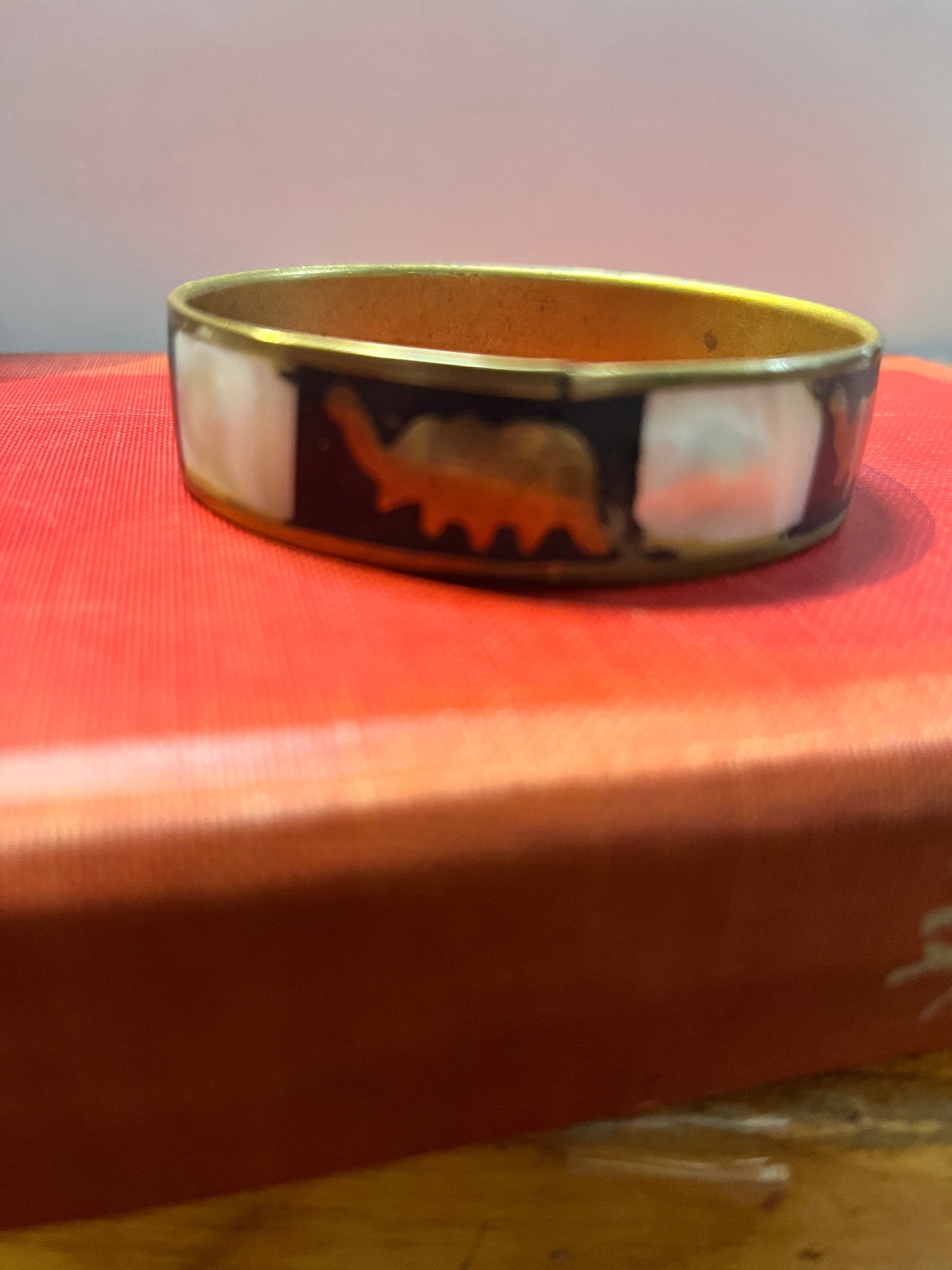 3 inch Indian brass and mother of pearl bangle bracelet  nice detail  good gift