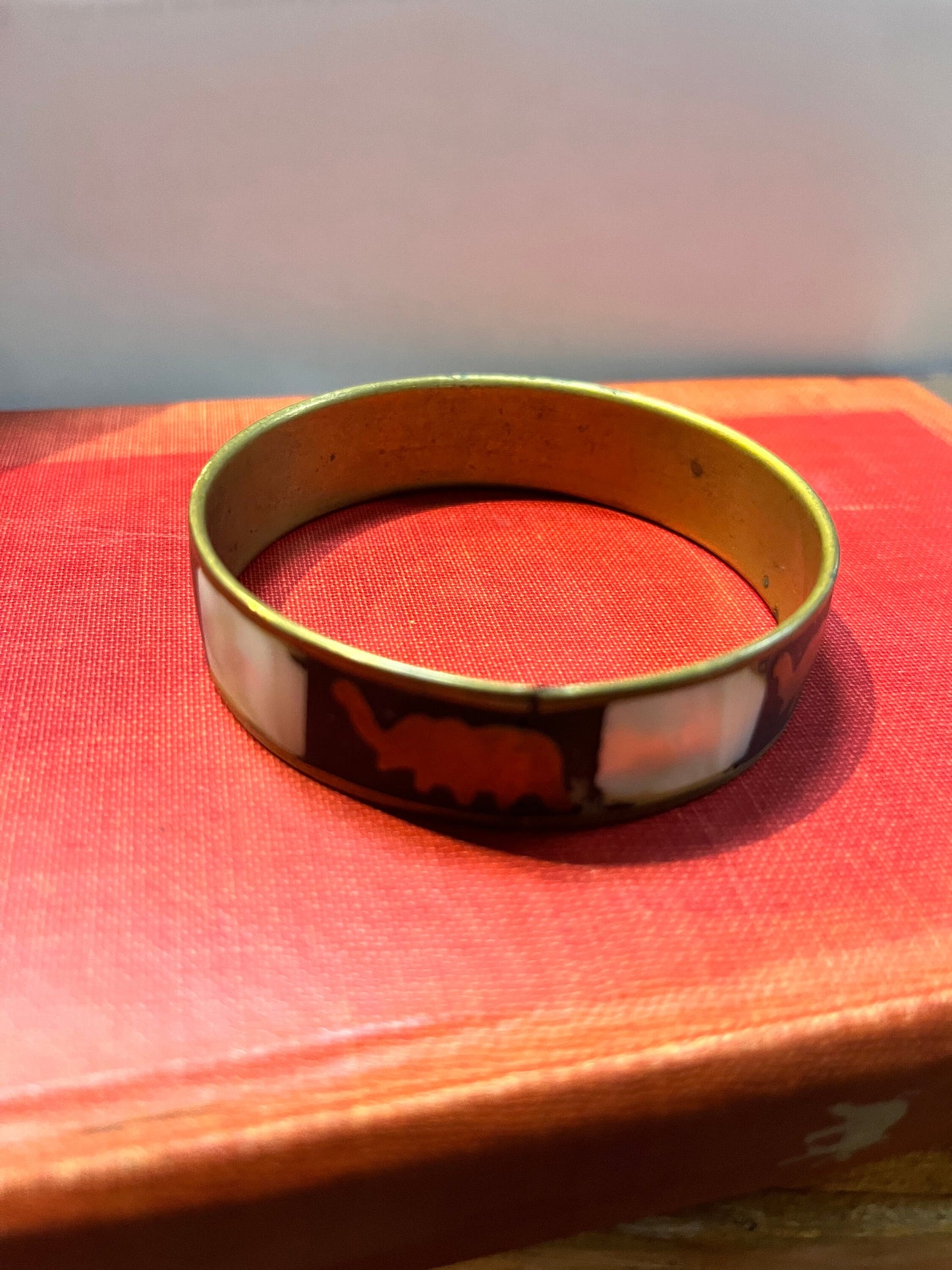 3 inch Indian brass and mother of pearl bangle bracelet  nice detail  good gift