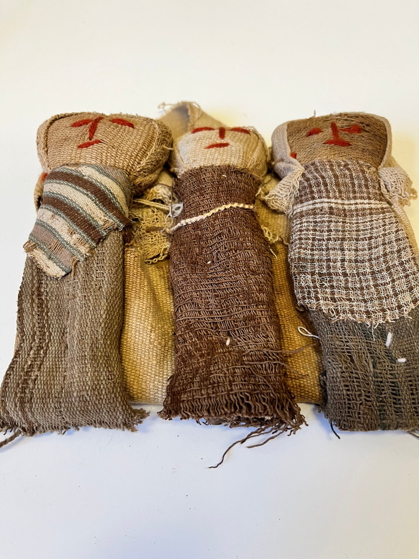 Peruvian Chancay funeral dolls. Antique 8 inch in great condition  wonderful set  great history piece