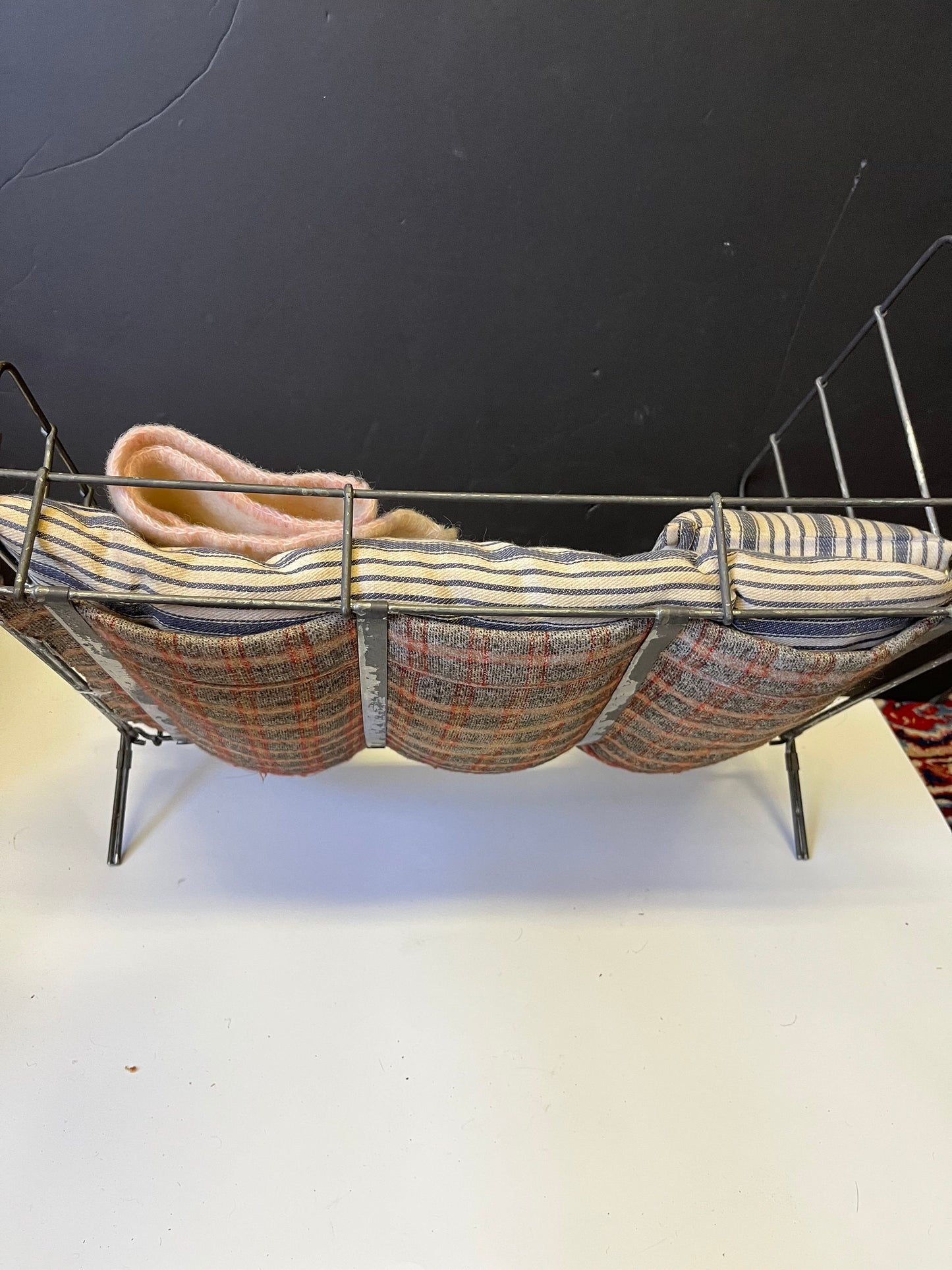 Very rare approximately 1840s English antique child doll bed  18 x 11 x 10 high and with all original blankets etc - wow