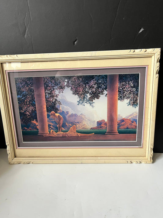 Fabulous Maxfield Parrish art nouveau print  matted and framed  18 x 14 inches  Fabulous condition and a classic wonderful scene - wow