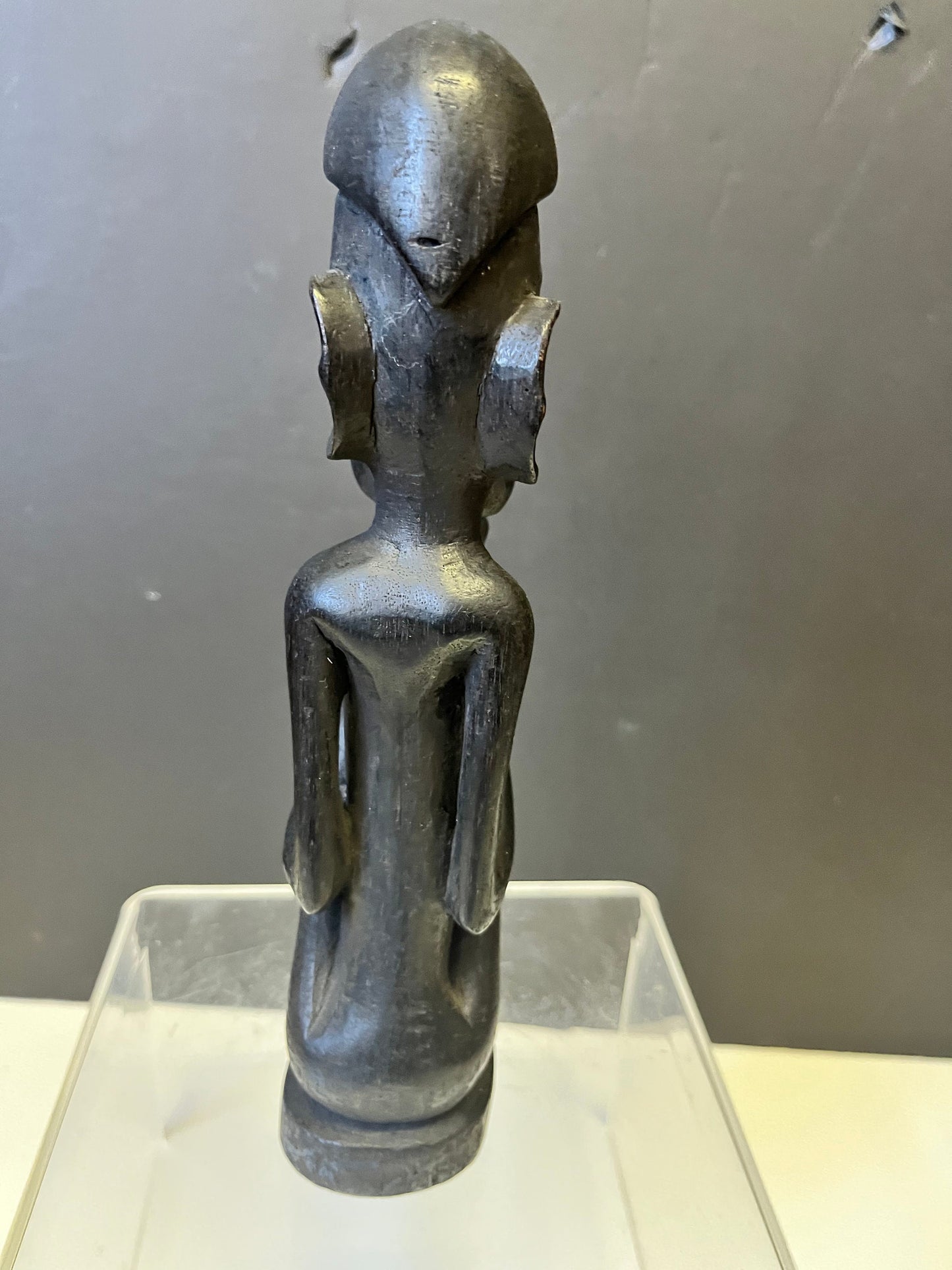 Wonderful 8.5 inch tall western African older  statue well detailed with crazy eyes  unique piece