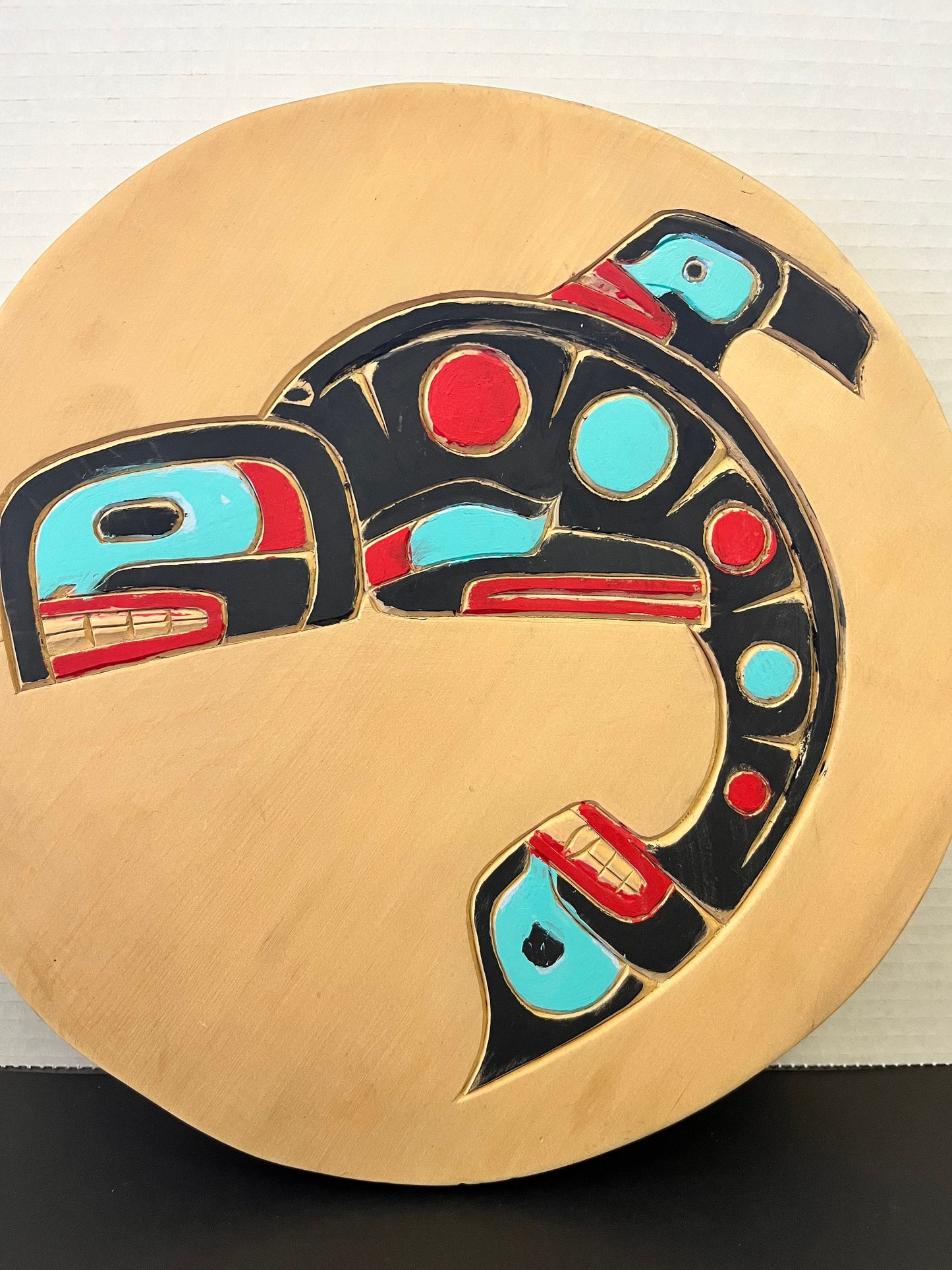 12 inches signed indigenous, first nation specific northwest coast, killer whale plaque  unbelievable detail