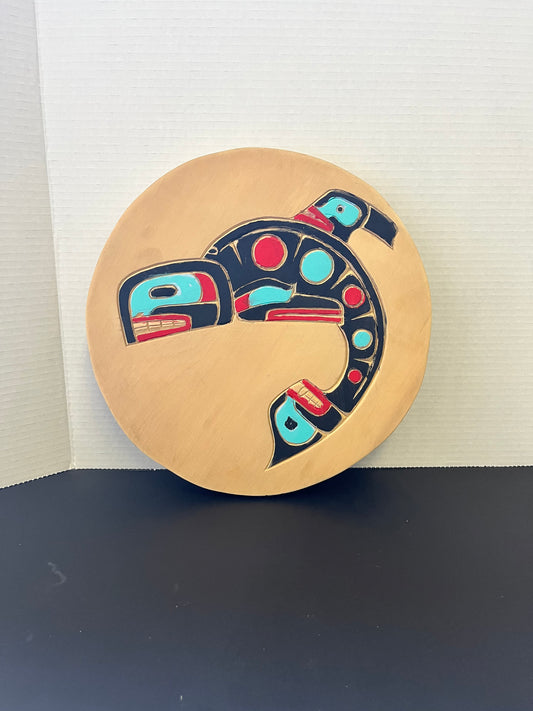 12 inches signed indigenous, first nation specific northwest coast, killer whale plaque  unbelievable detail