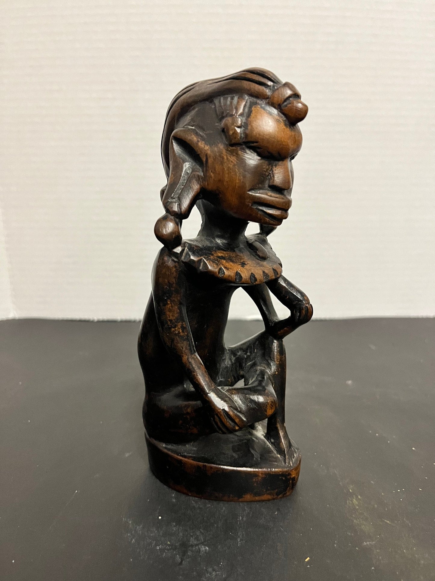 Absolutely glorious 7 inch tall 1960s intricately carved Ebony statue  Amazing detail and quality and truly a piece of African history