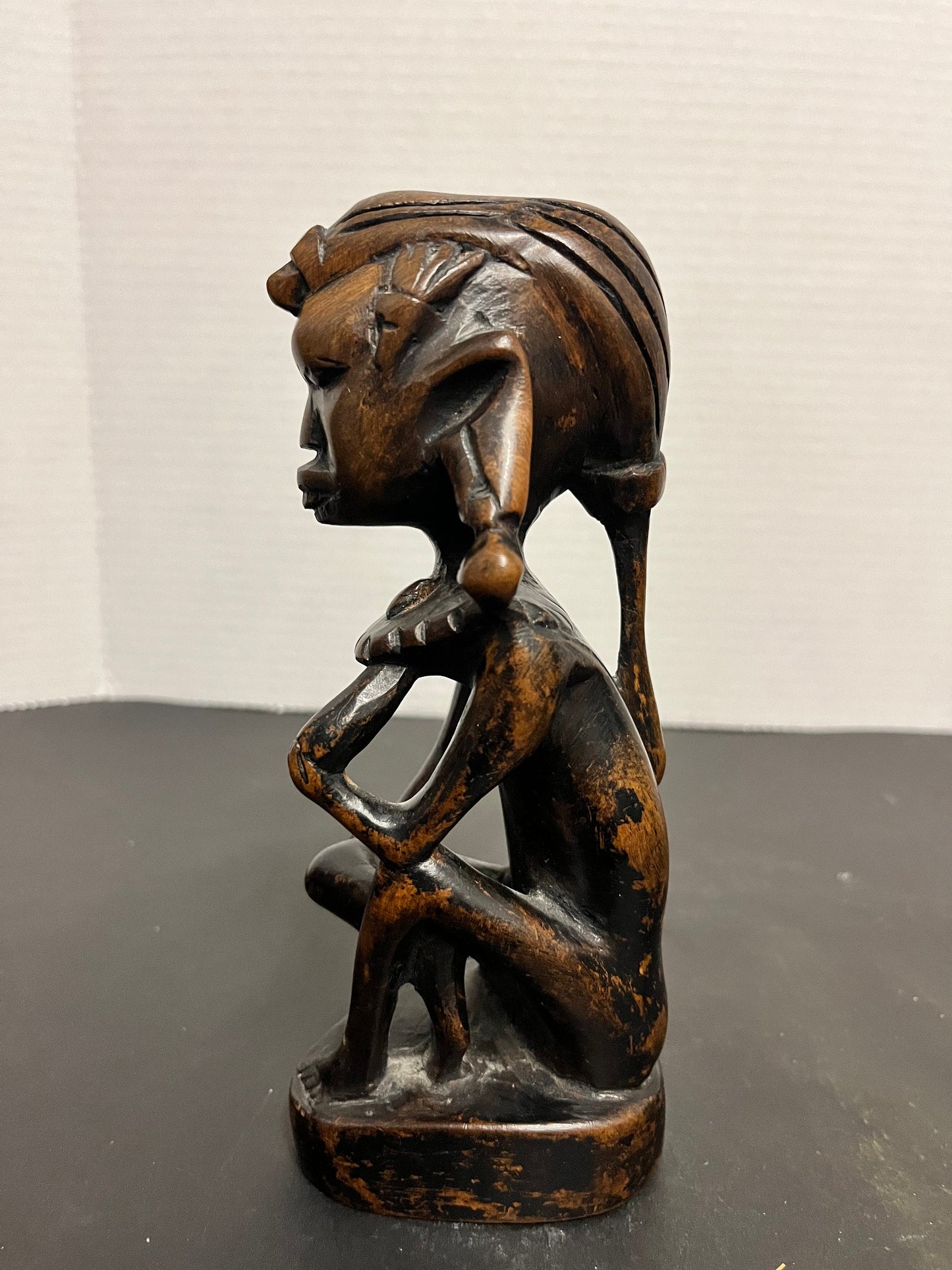 Absolutely glorious 7 inch tall 1960s intricately carved Ebony statue  Amazing detail and quality and truly a piece of African history