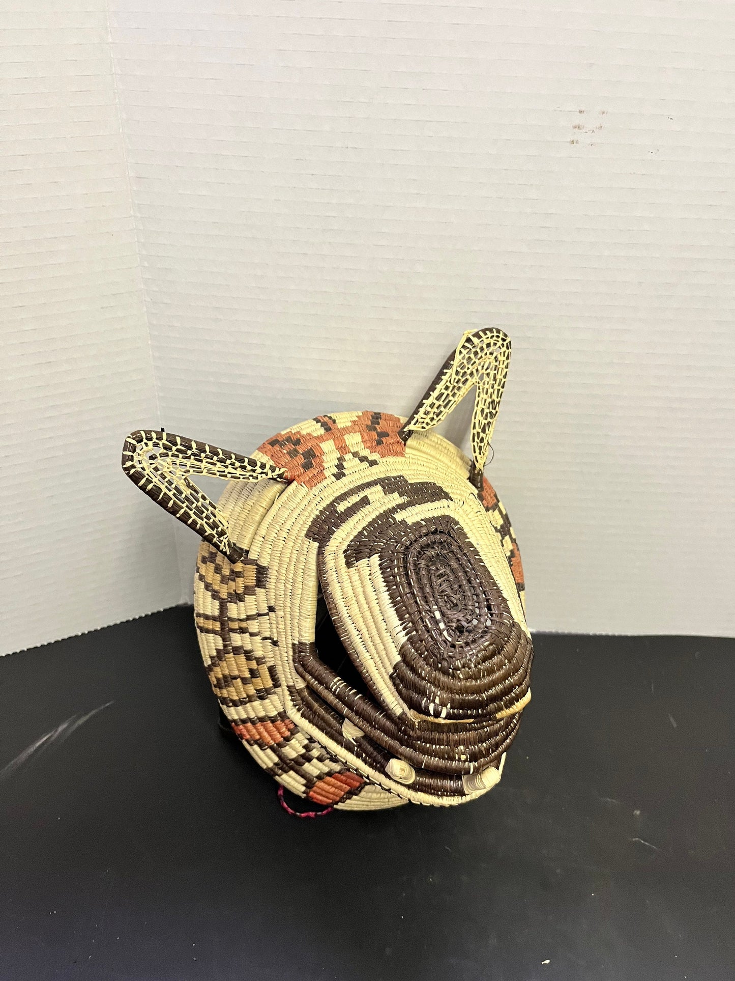 Absolutely fantastic 9 x 8 across old woven mask from panama - Truly unique and great condition  Ceremonial style