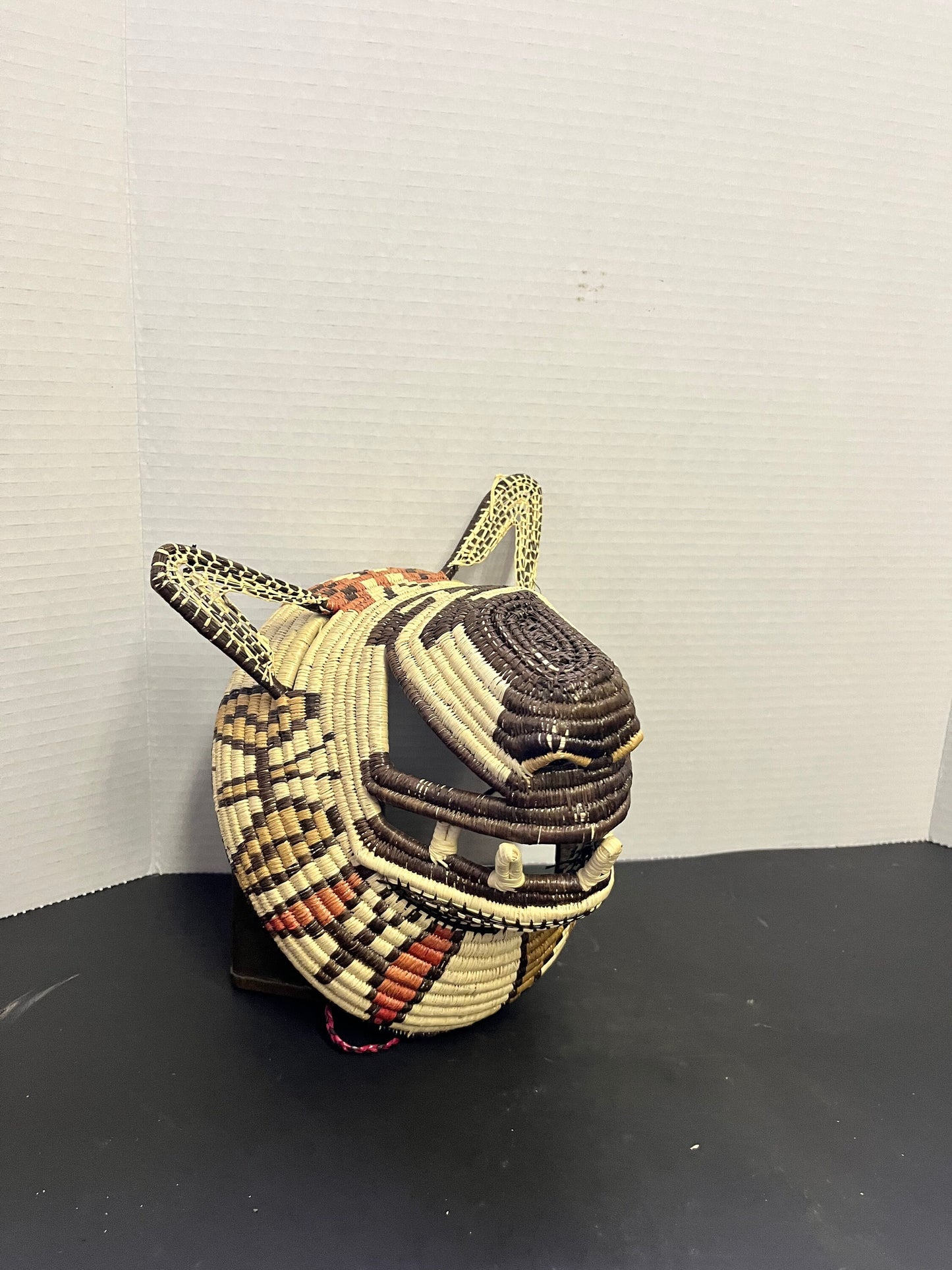 Absolutely fantastic 9 x 8 across old woven mask from panama - Truly unique and great condition  Ceremonial style