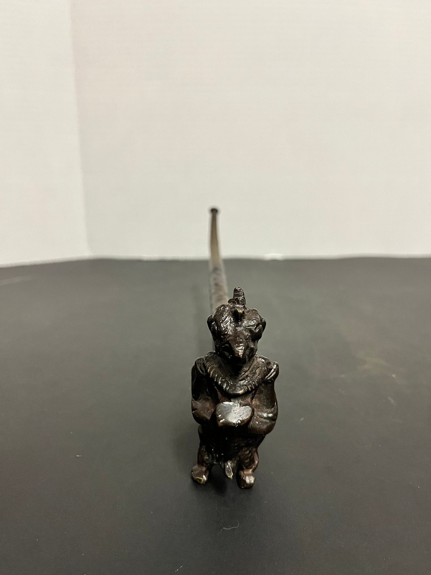 Absolutely fabulous 11 inch long Tibetan bronze pipe depicting a mythical creature with great detail and patina  gift alert