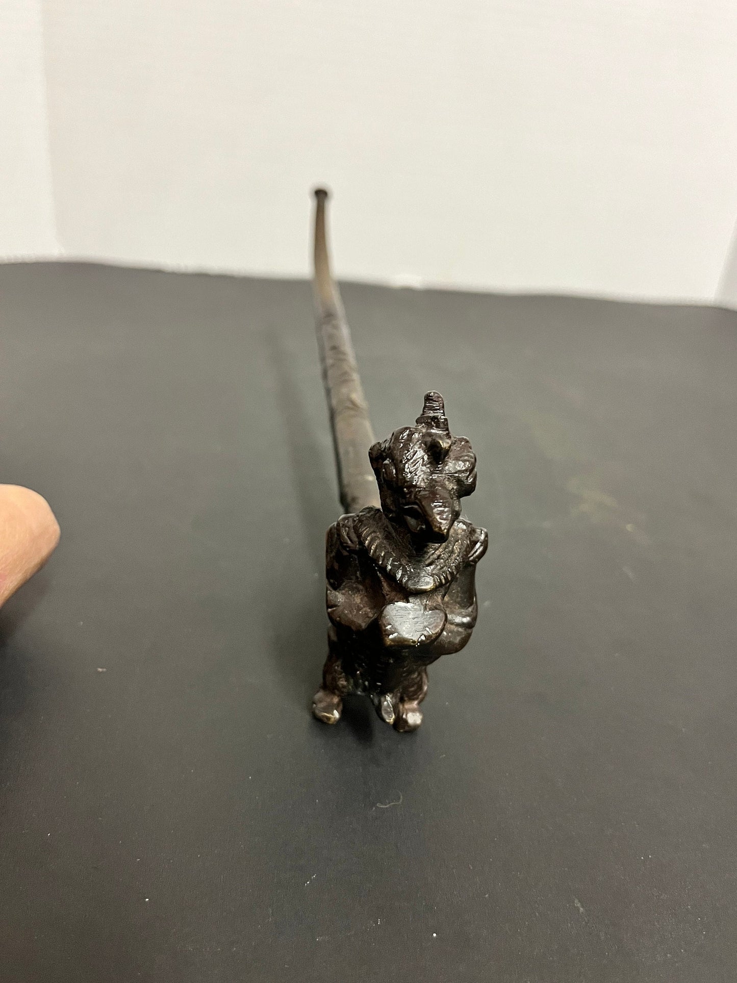 Absolutely fabulous 11 inch long Tibetan bronze pipe depicting a mythical creature with great detail and patina  gift alert