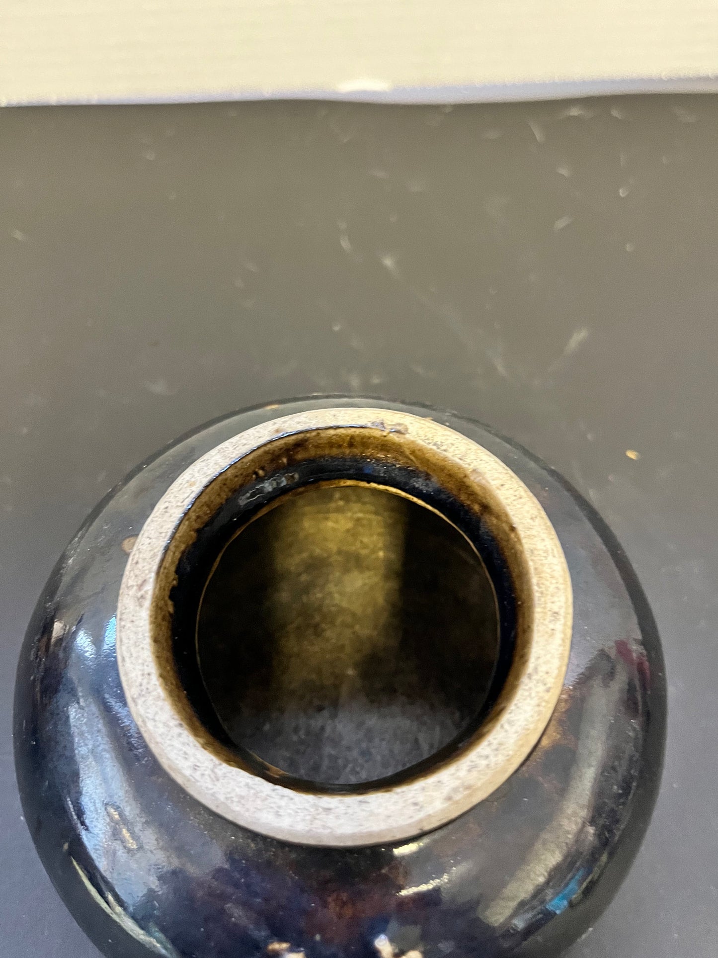 Absolutely fabulous antique Japanese Glazed pottery vase or vessel   ancient with wonderful glaze and markings  wow wow