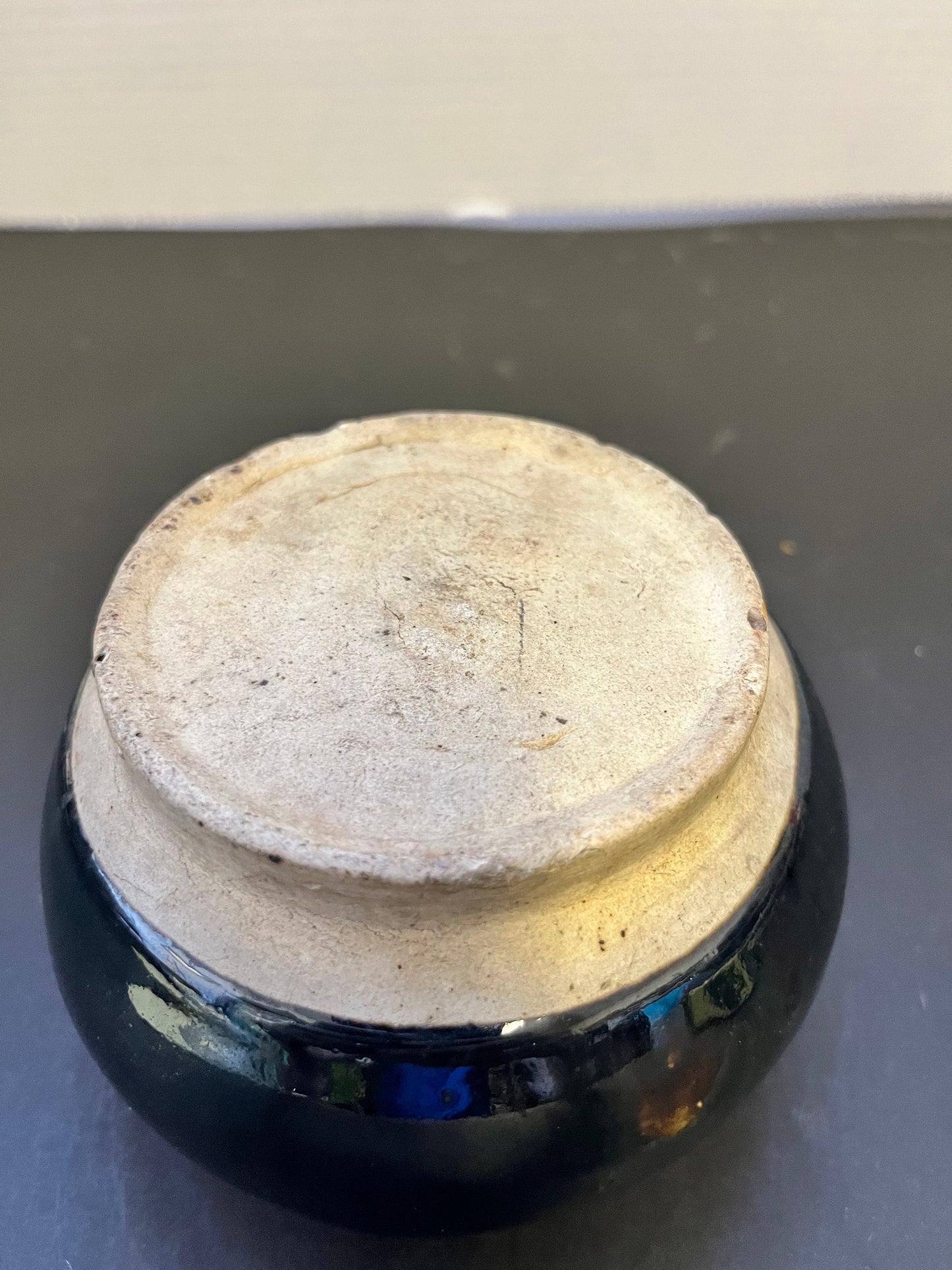 Absolutely fabulous antique Japanese Glazed pottery vase or vessel   ancient with wonderful glaze and markings  wow wow