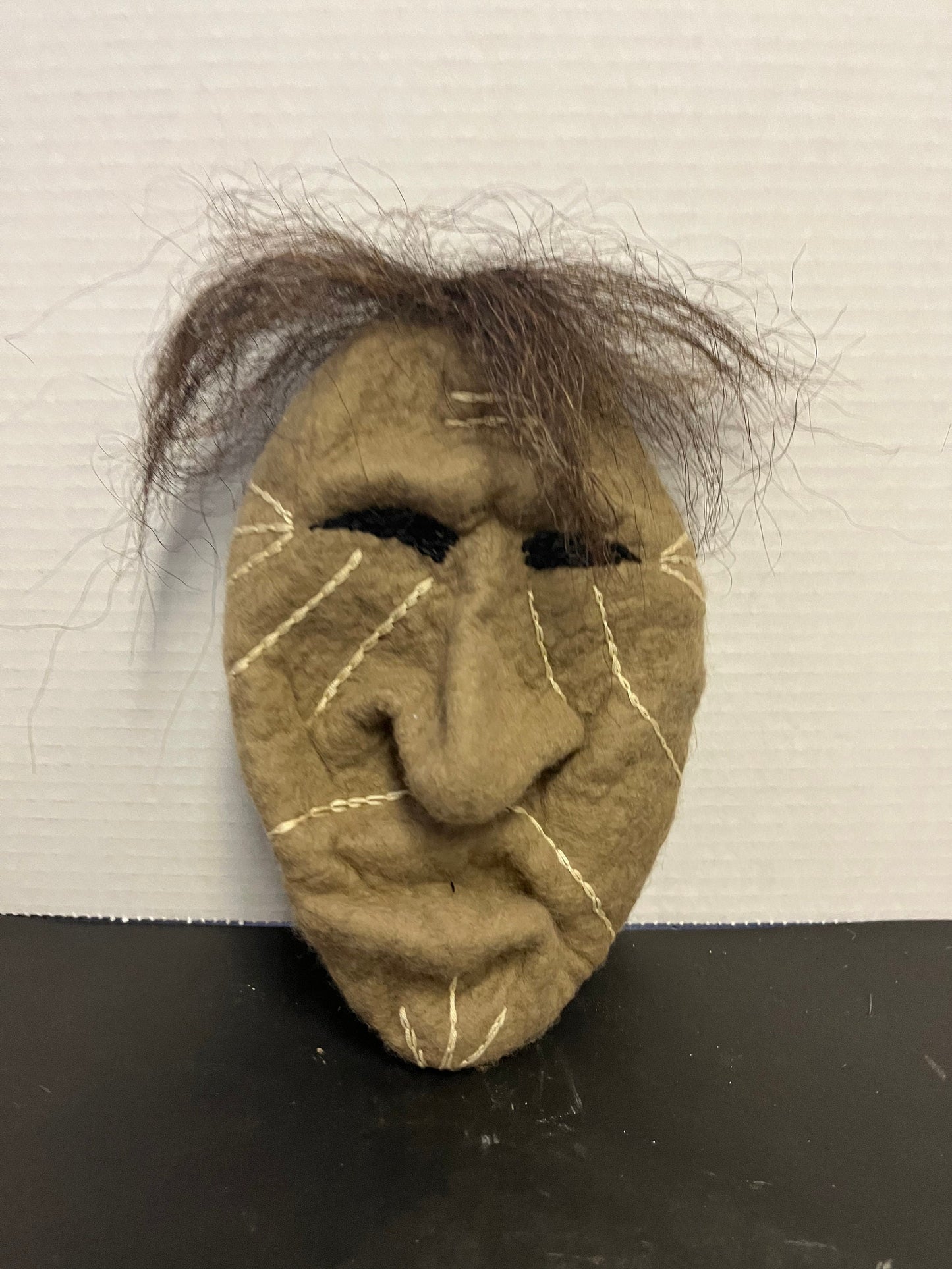 10 x 6 indigenous Inuit Eskimo felt mask with great detail and perfect condition  really powerful antique Canadian  mask - wow