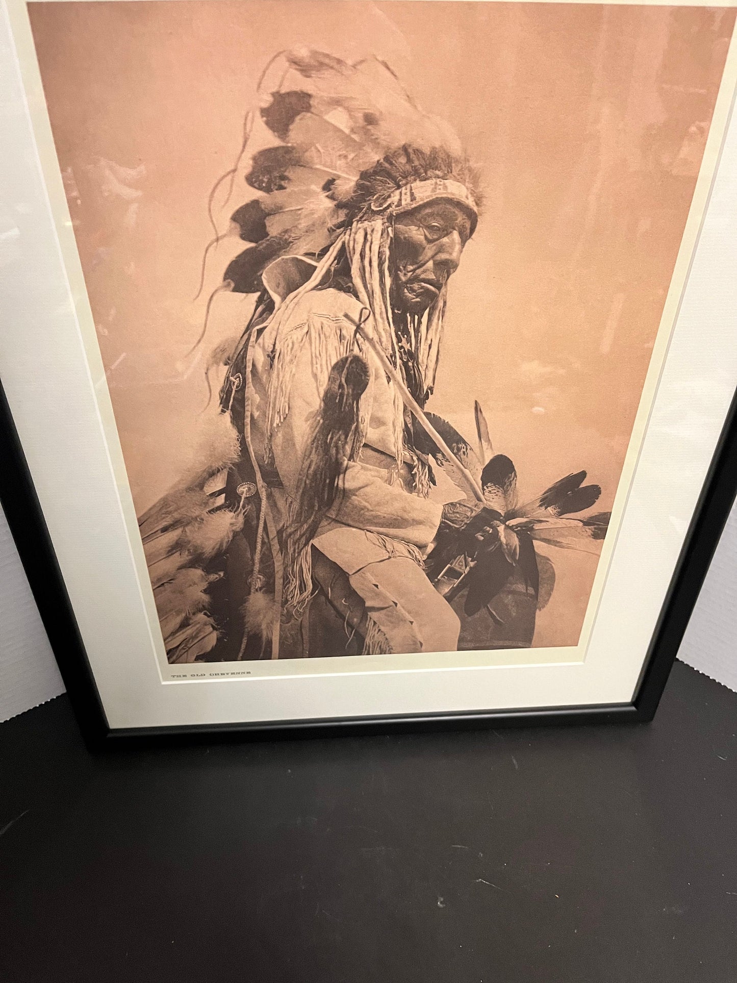 Absolutely incredible framed 22 x 17 authentic authorized limited edition print of Edward Curtis work photo  Brand new frame and matting