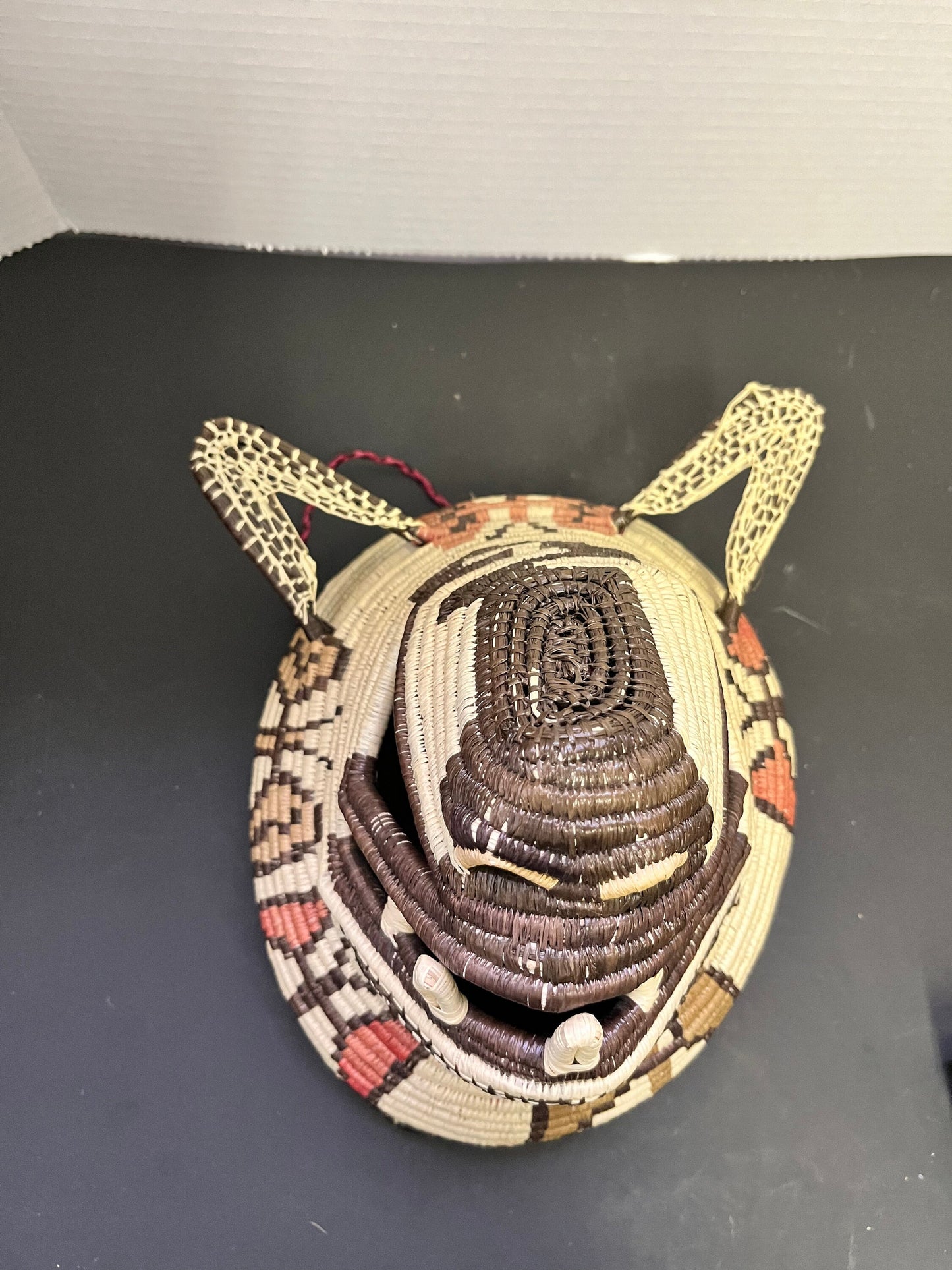 Absolutely fantastic 9 x 8 across old woven mask from panama - Truly unique and great condition  Ceremonial style