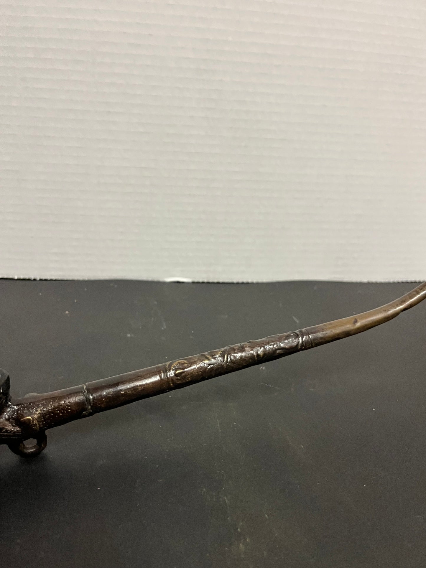 Absolutely fabulous 11 inch long Tibetan bronze pipe depicting a mythical creature with great detail and patina  gift alert