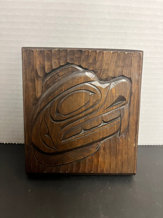 Lovely 5 x 6 indigenous first Nations pacific north coast signed well carved plaque of a beaver  Great detail had a great gift