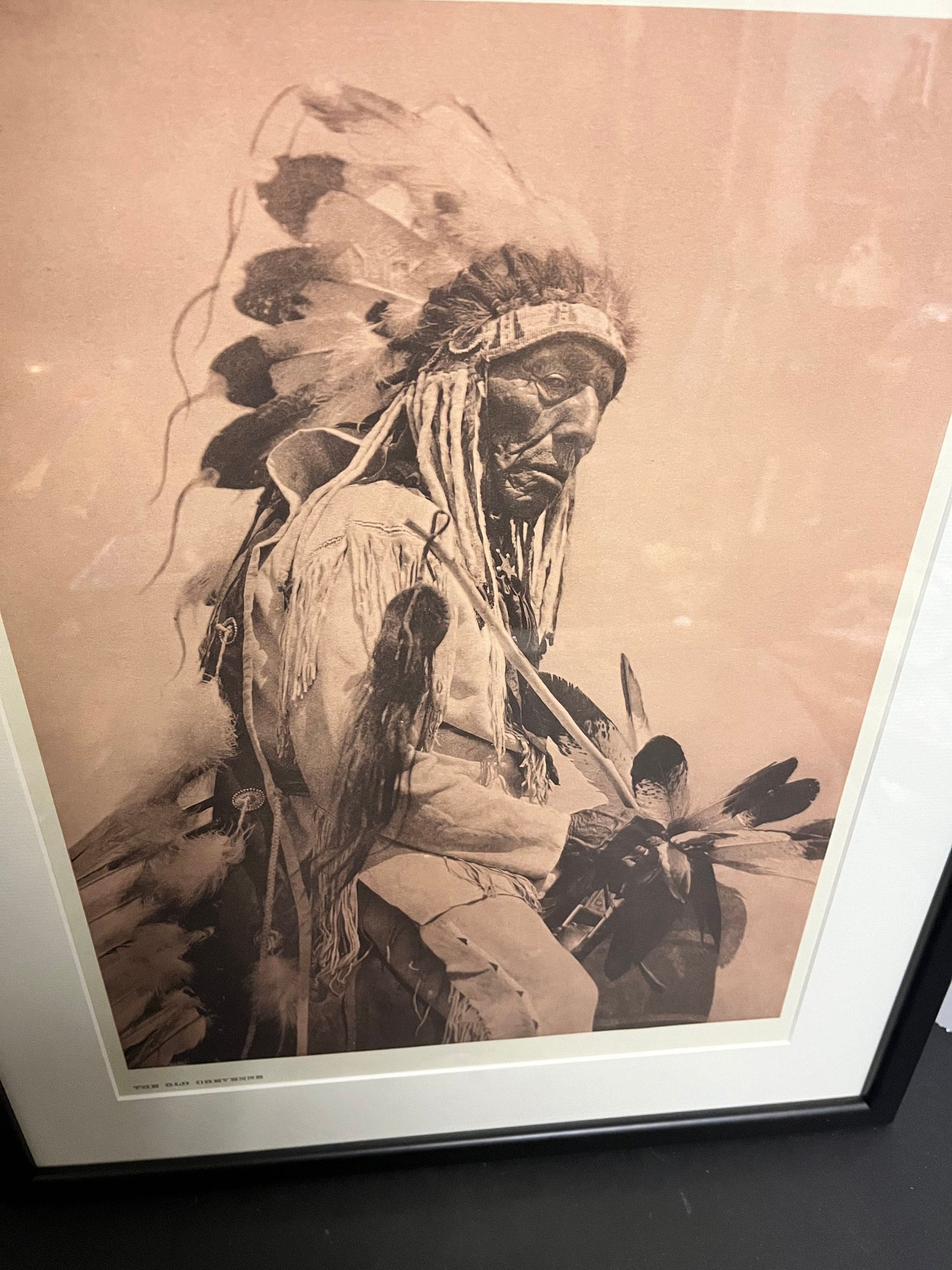 Absolutely incredible framed 22 x 17 authentic authorized limited edition print of Edward Curtis work photo  Brand new frame and matting