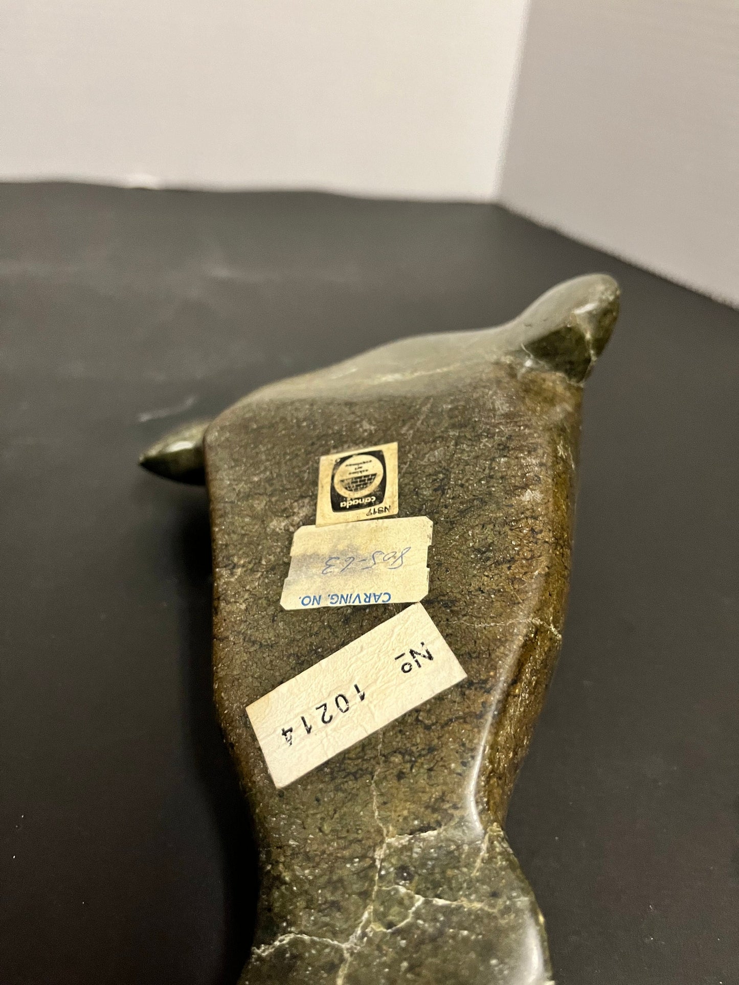 Antique 10 inch long authentic carved Inuit soap stone carved seal