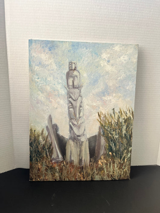 Absolutely fantastic Emily car style 16 x 12 original unsigned painting on board  Canadian indigenous Pacific Northwest first nations paint