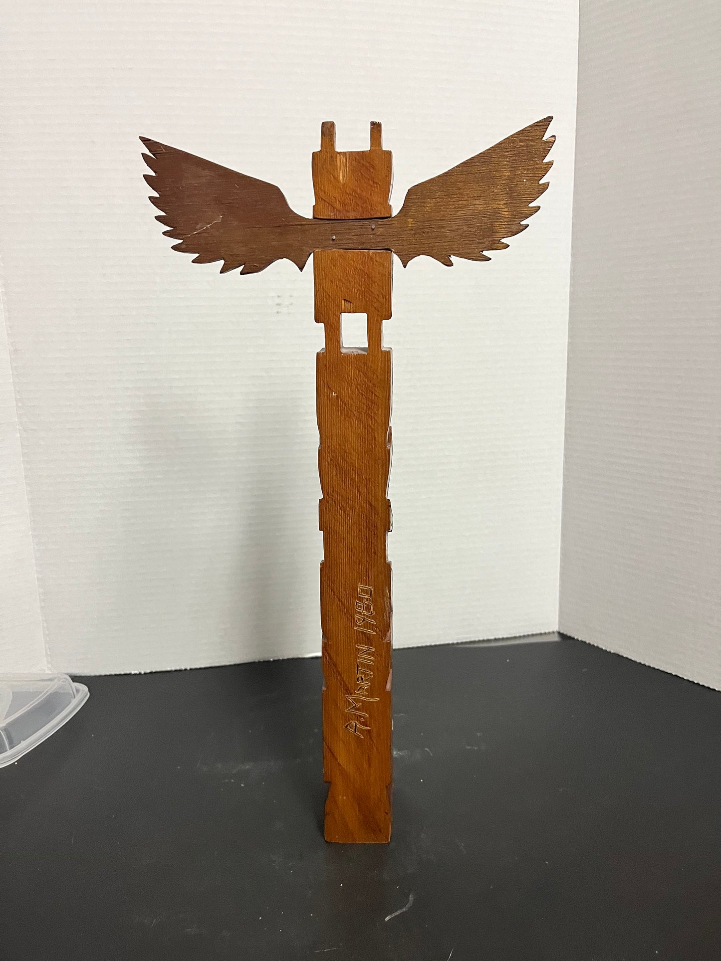 16 x 8 indigenous totem pole  vintage, indigenous, first nations, pacific northwest coast, transformation, totem pole- good cond - signed