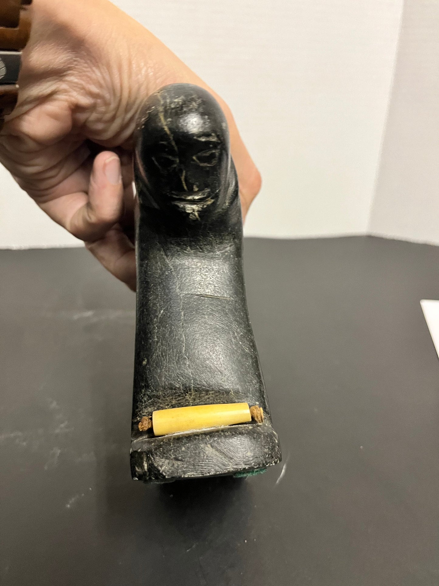 Antique Inuit soapstone statue  amazing museum, quality 7 x 7 very very old well carved and pristine condition Inuit man  wow gift