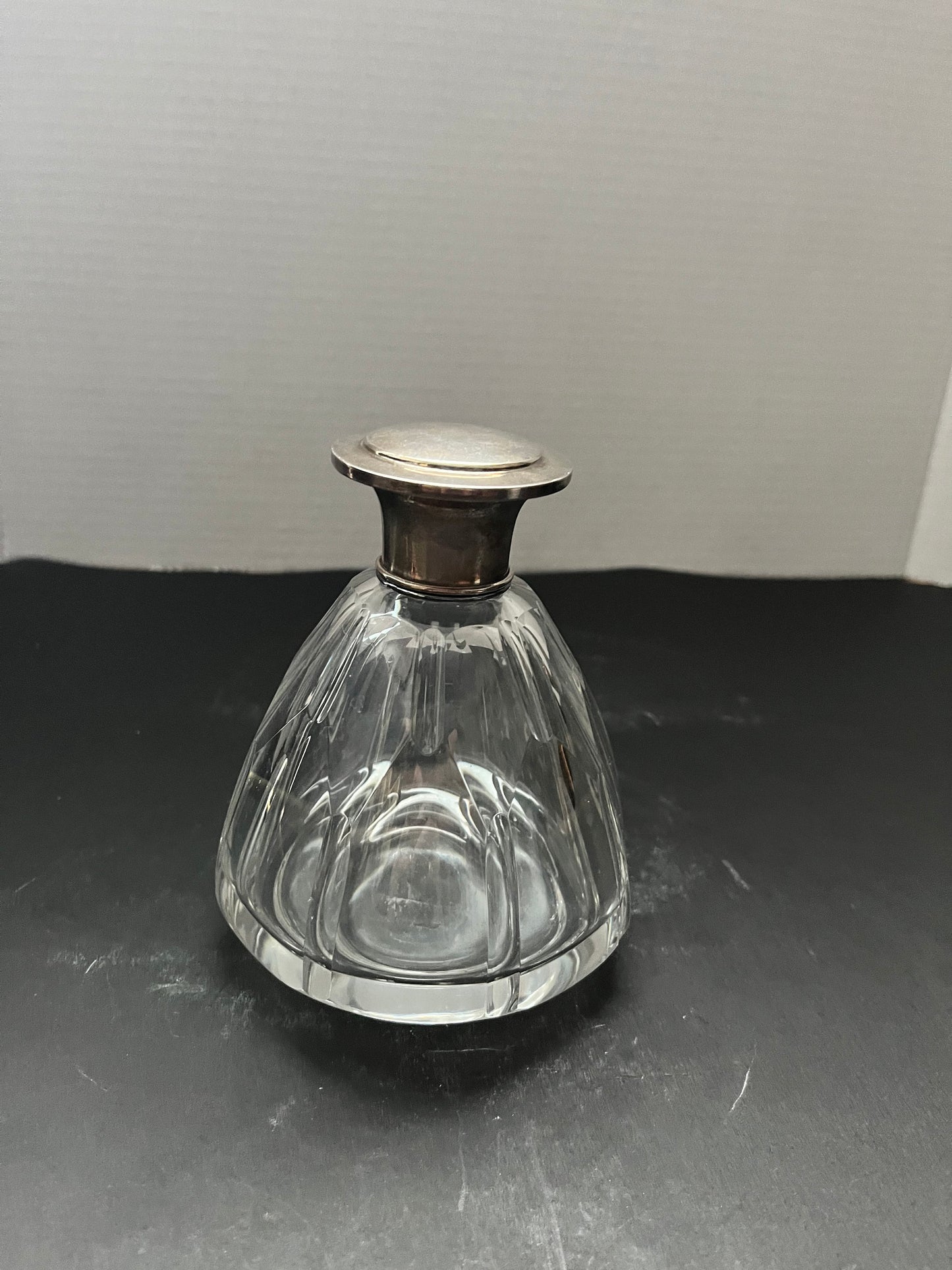 5.5 English sterling topped perfume bottle with original stopper hallmarked and good condition antique Beauty  great condition  gift