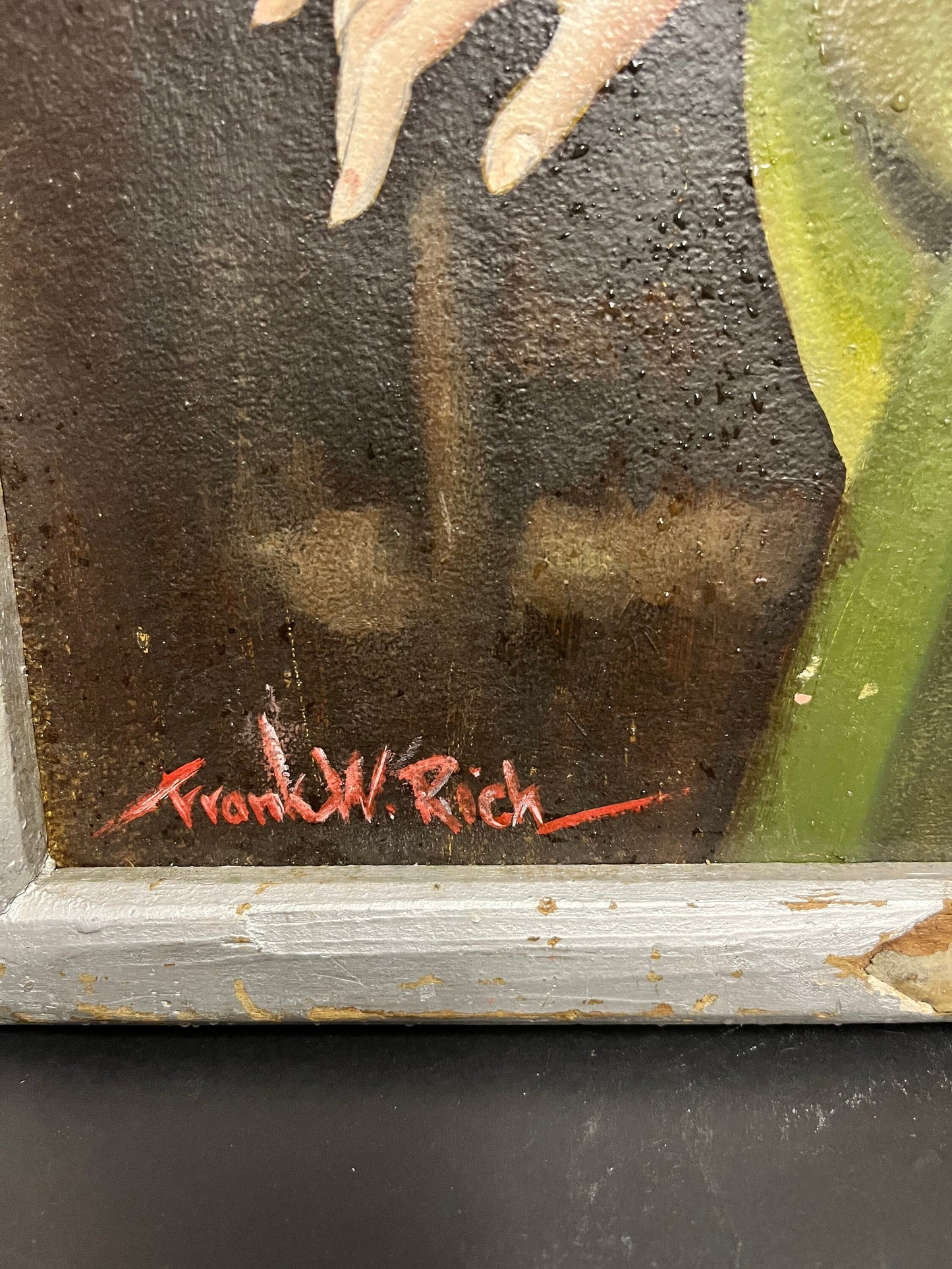 21 x 18 original painting in shabby chic frame  absolute masterpiece, probably European late 19 century  wonderful artwork, and great gift