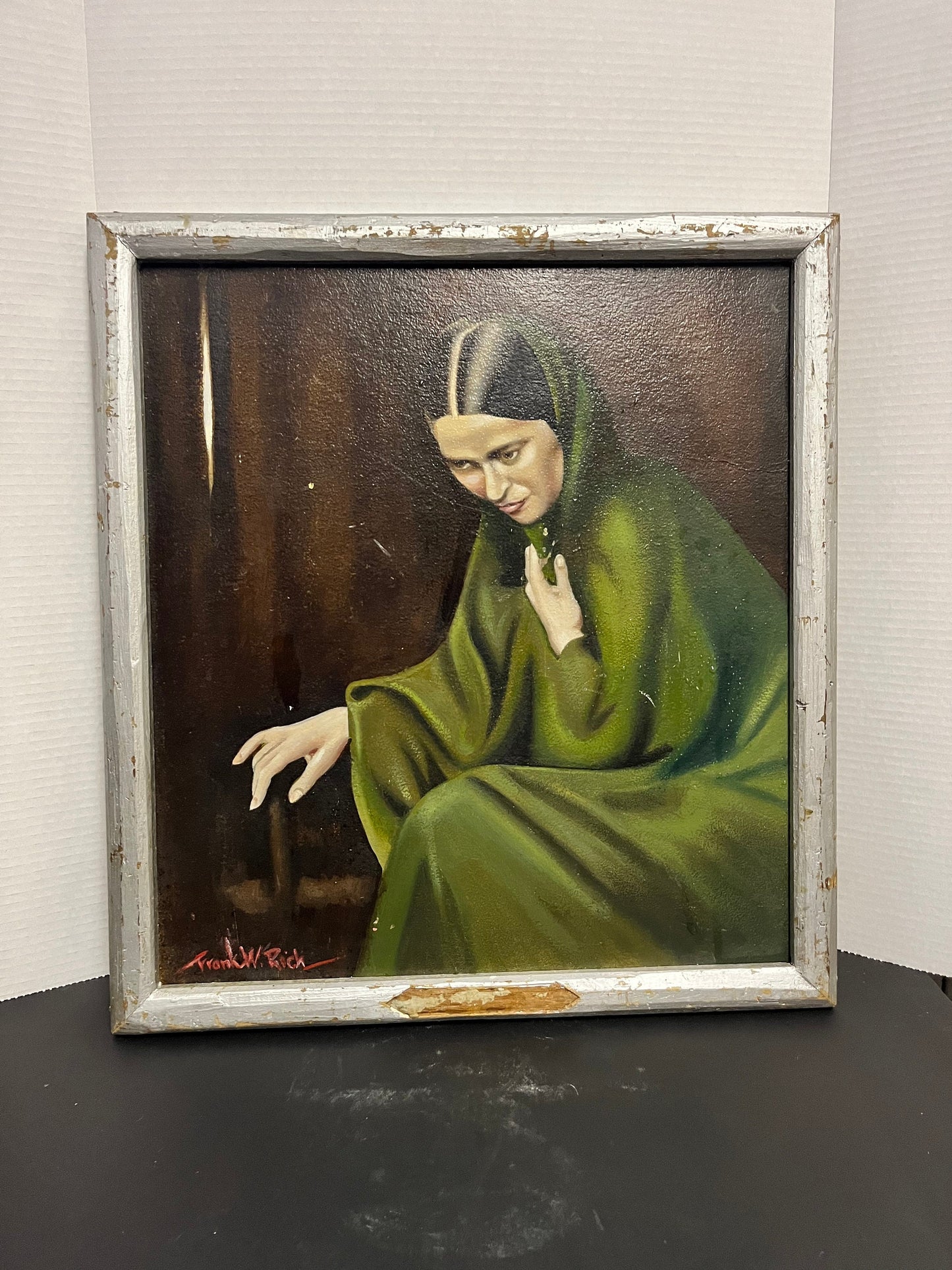 21 x 18 original painting in shabby chic frame  absolute masterpiece, probably European late 19 century  wonderful artwork, and great gift