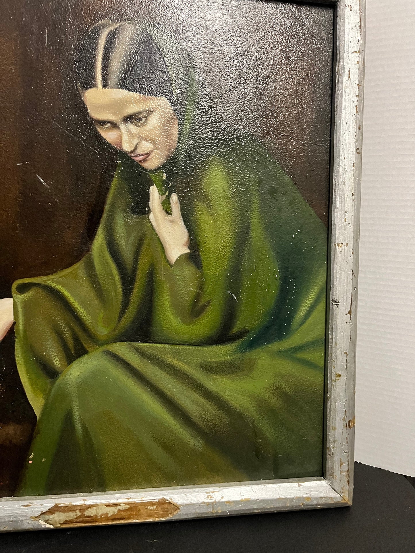 21 x 18 original painting in shabby chic frame  absolute masterpiece, probably European late 19 century  wonderful artwork, and great gift