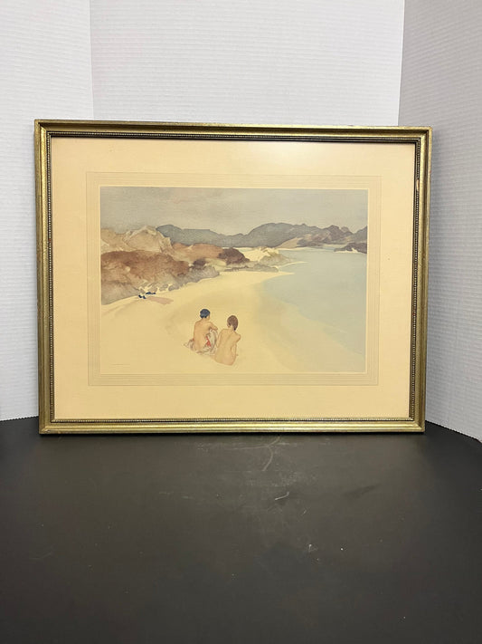W Russell flint original signed print  possibly watercolour  great Condition   bathing nudes  23 x 18