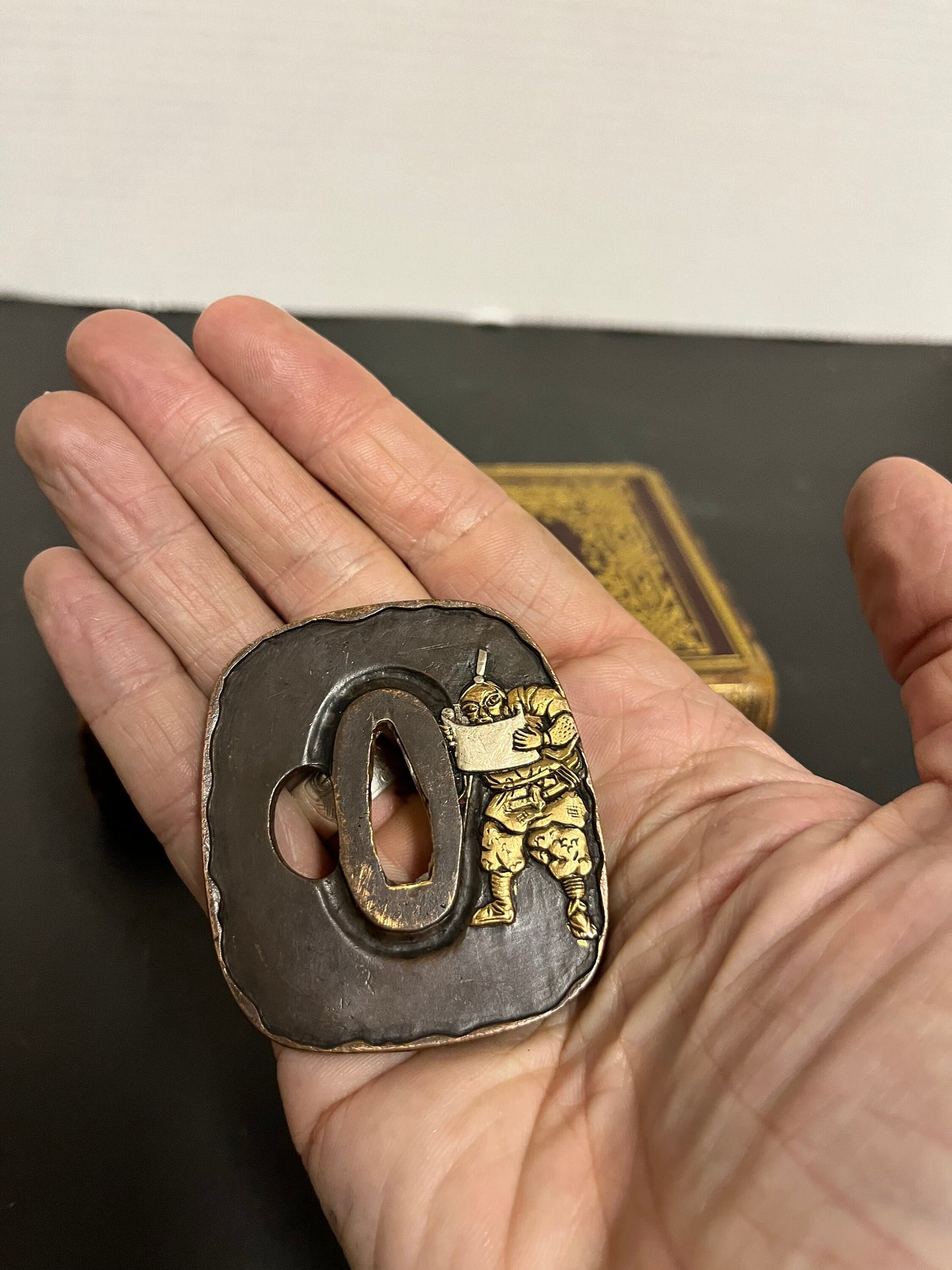 Absolutely stunning museum quality antique Japanese bronze samurai  tsuba  top quality  3 inches - wow wow  signed Tsuba  rare