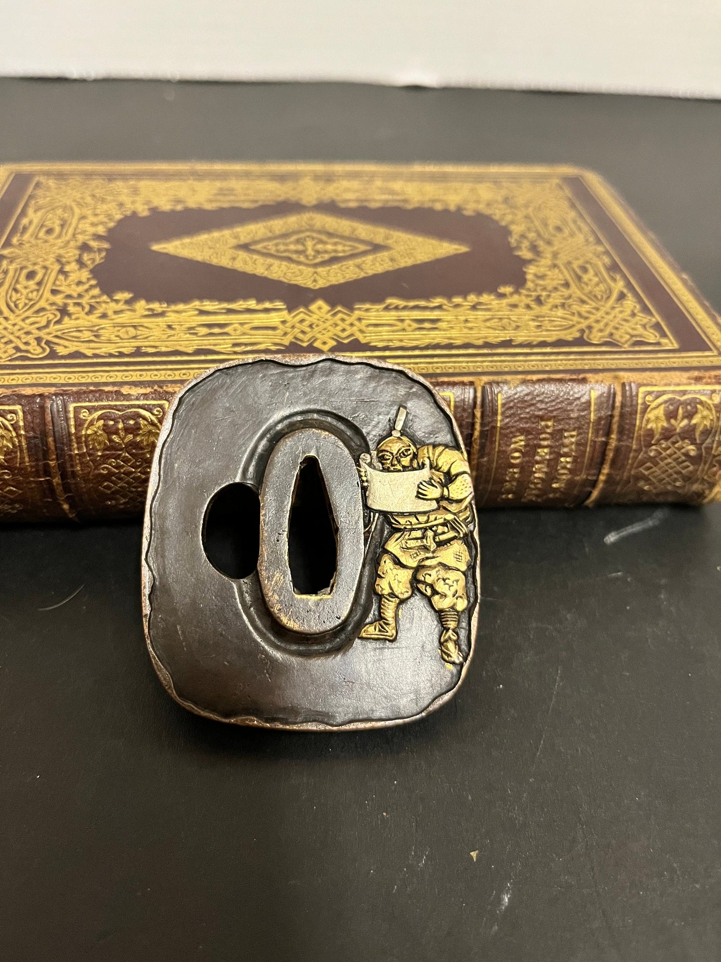 Absolutely stunning museum quality antique Japanese bronze samurai  tsuba  top quality  3 inches - wow wow  signed Tsuba  rare