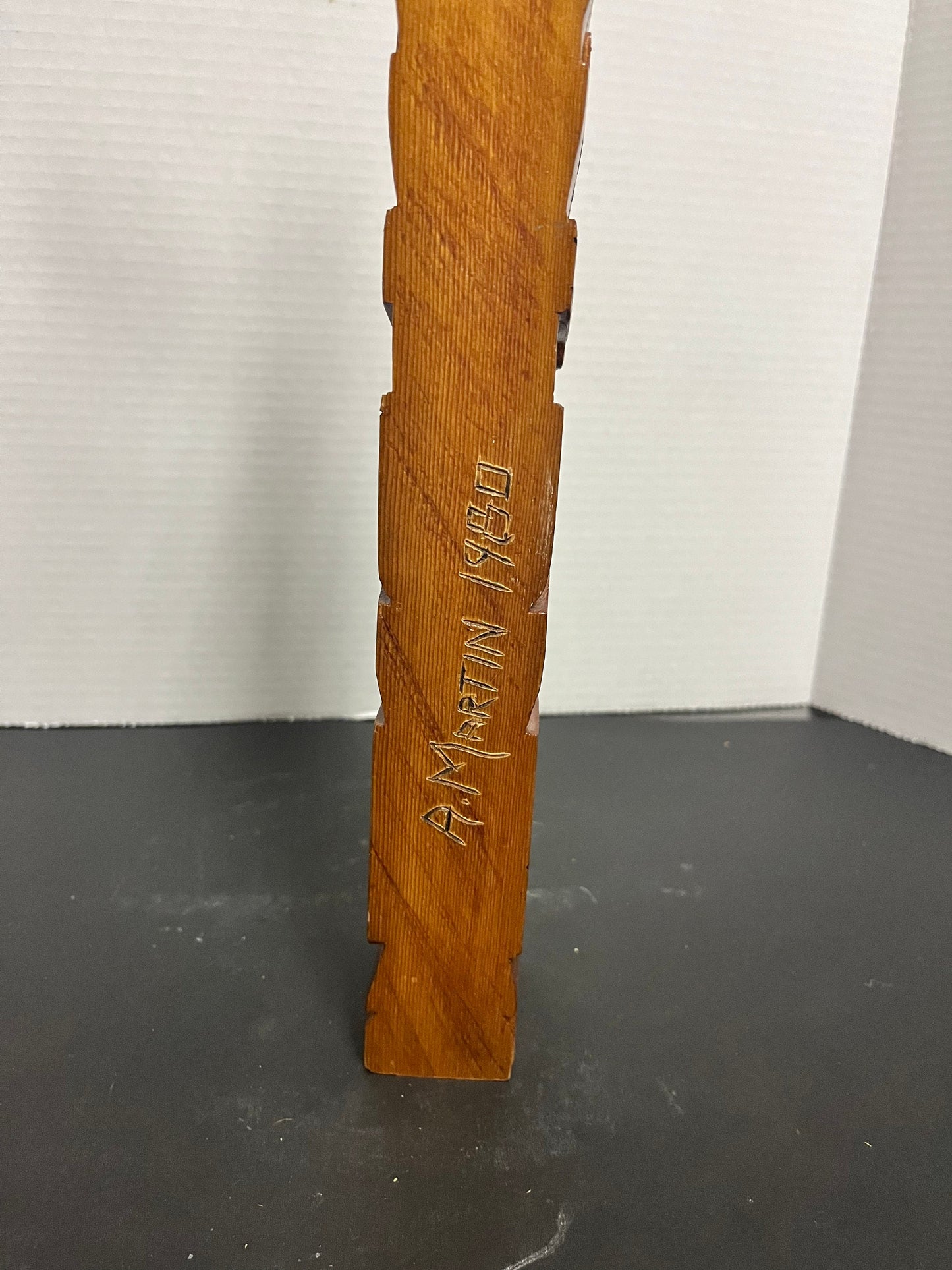 16 x 8 indigenous totem pole  vintage, indigenous, first nations, pacific northwest coast, transformation, totem pole- good cond - signed