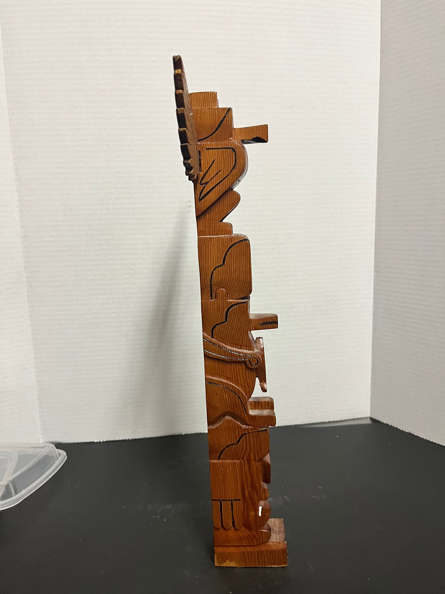 16 x 8 indigenous totem pole  vintage, indigenous, first nations, pacific northwest coast, transformation, totem pole- good cond - signed