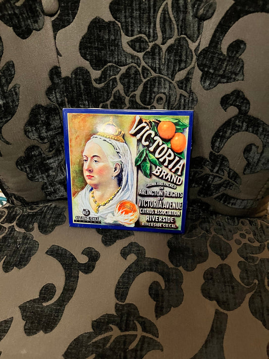 6 inch queen Victoria tile  sunkist orange brand  decorator tile  hail Queen Victoria
