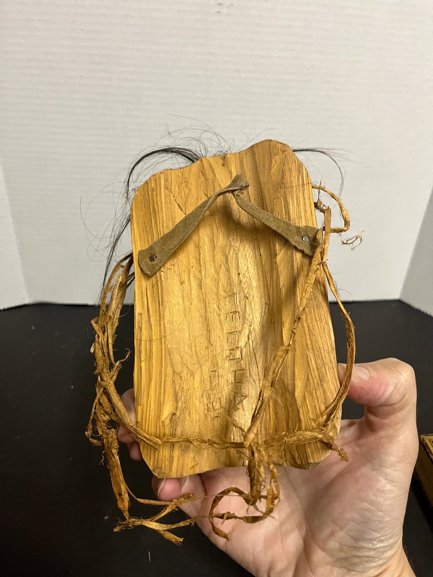 8 x 4 signed authentic stunning, indigenous, first Nations Pacific Northwest coast painted mask with copper eyes  really beautiful gift