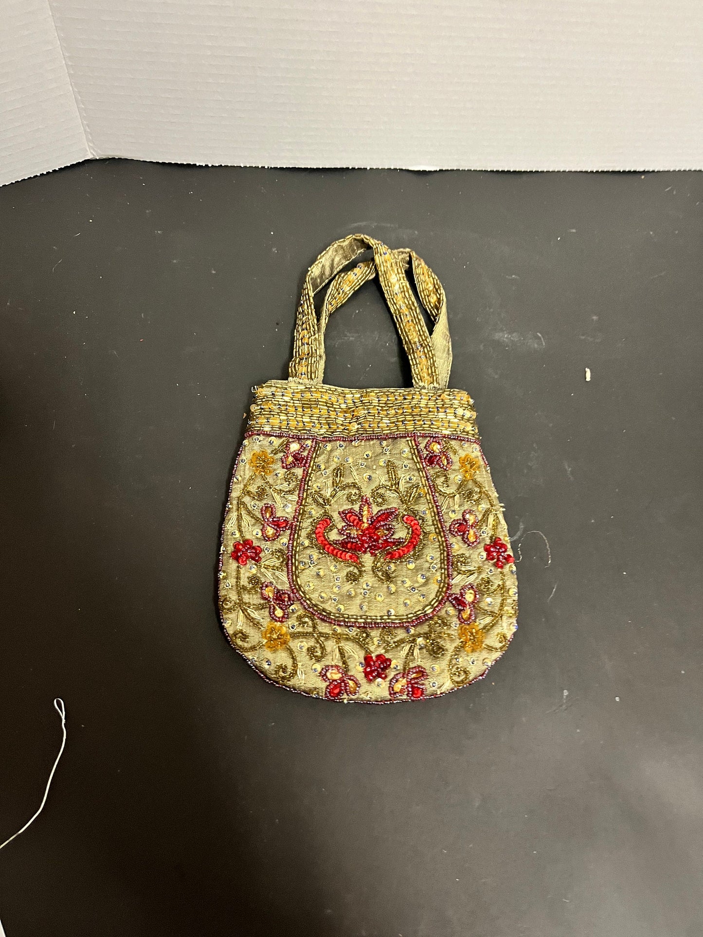 Lovely Indian silk and beaded ladies hand purse  12 inches and stunning quality