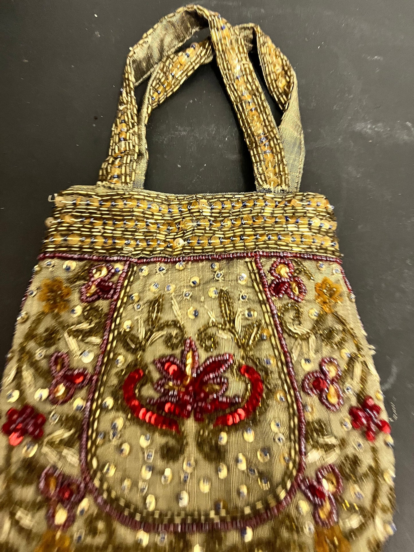 Lovely Indian silk and beaded ladies hand purse  12 inches and stunning quality