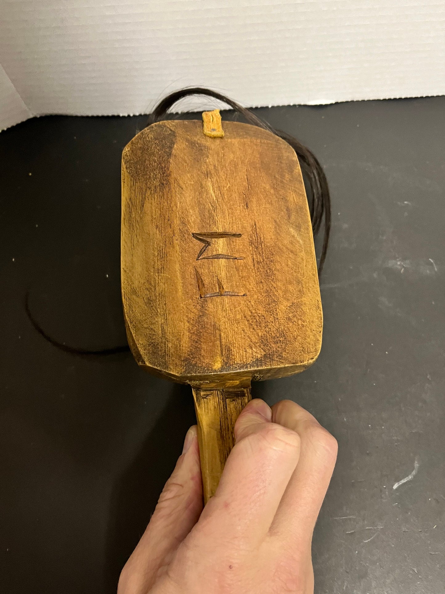 Fabulous 7 x 4 indigenous first nations pacific northwest coast signed cedar polychrome painted Rattle  great sound   wow wow