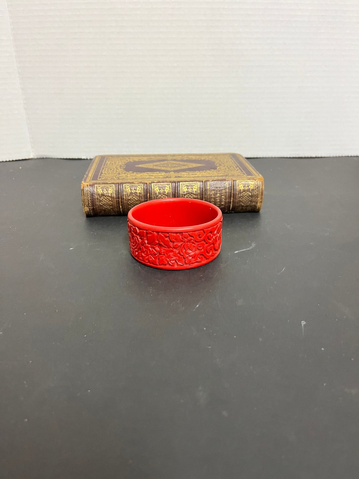 Lovely Chinese vintage carved Cinnabar, 3 inch bangle or bracelet