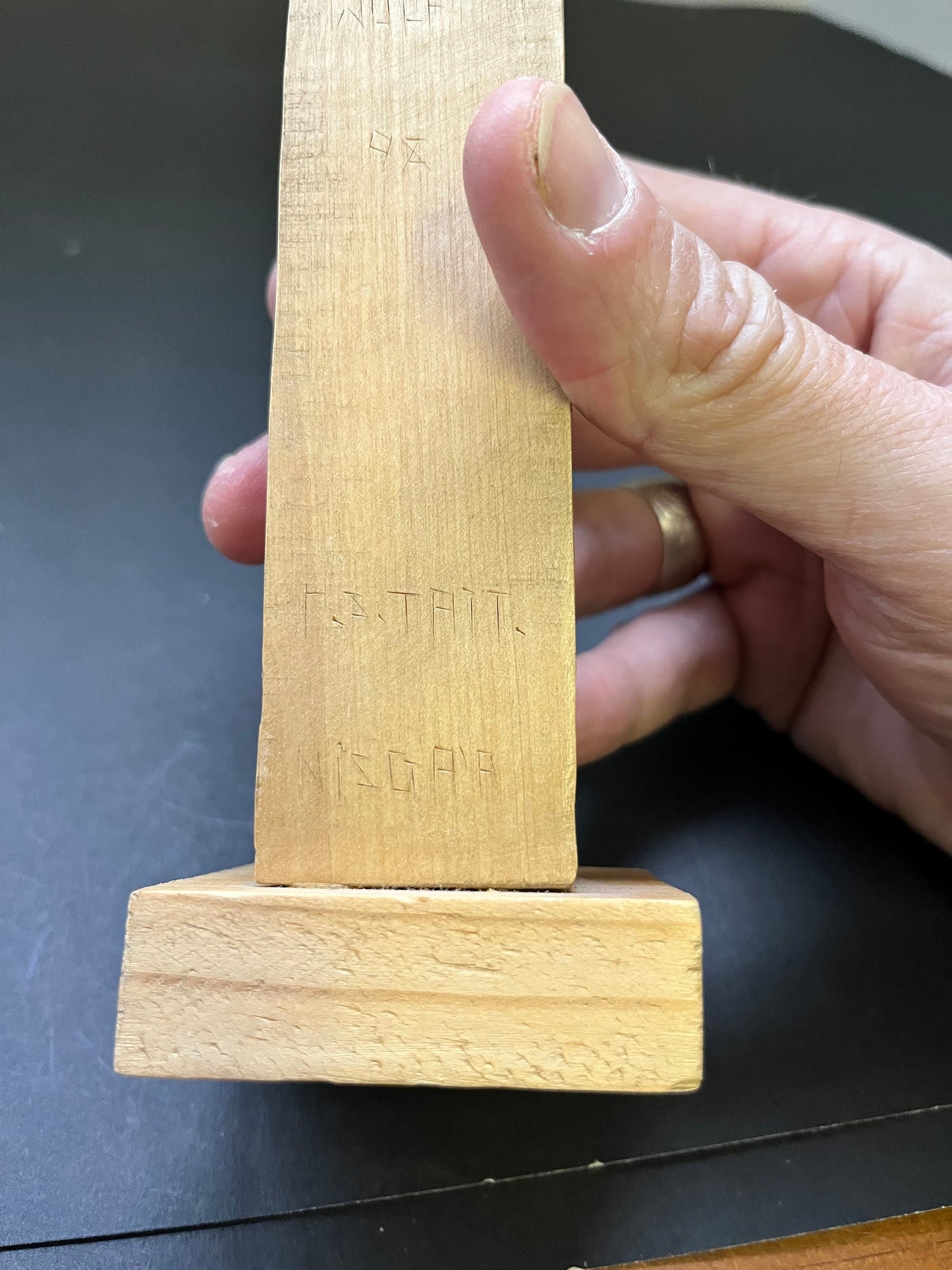 7 x 2 1/2 x 2 deep fabulous indigenous first nations pacific northwest coast, signed by R Tait  unreal cedar carving and painting - wow