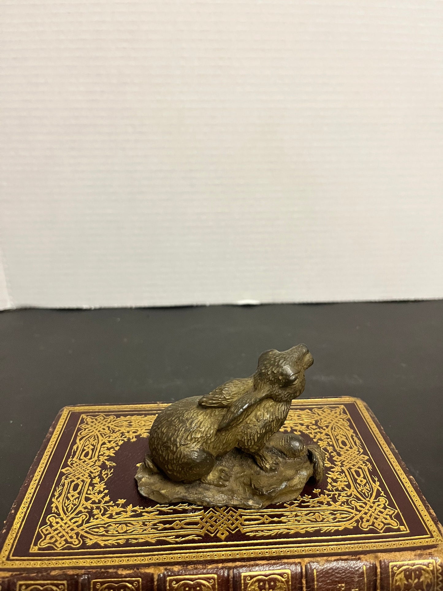 3 inch Chinese bronze rabbit with carrot  great patina and look  nice quality - super gift