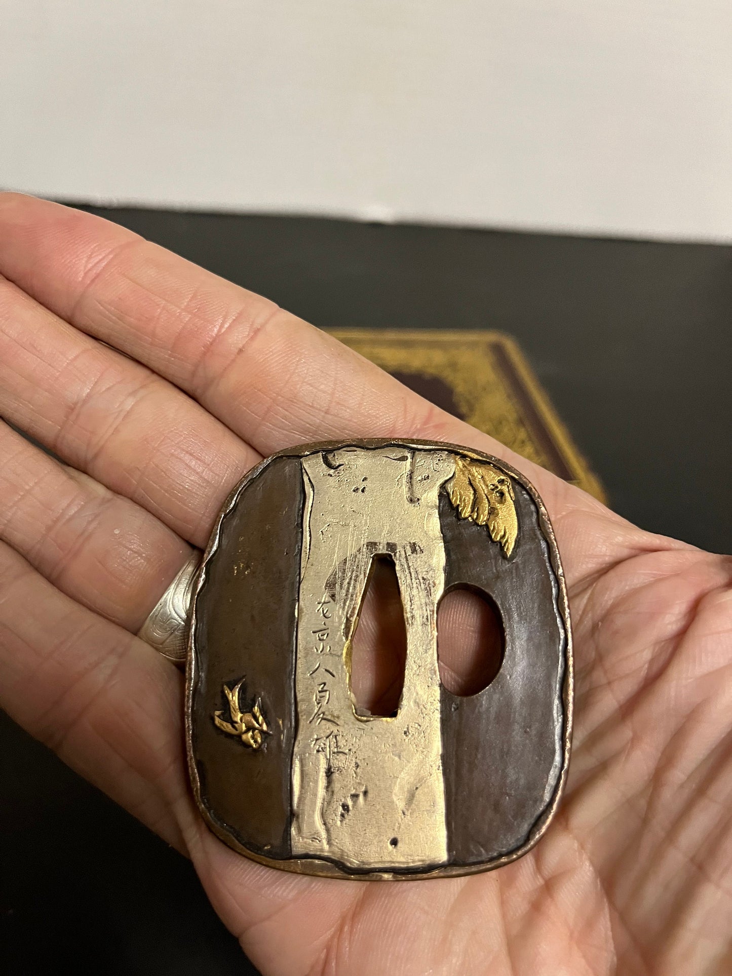 Absolutely stunning museum quality antique Japanese bronze samurai  tsuba  top quality  3 inches - wow wow  signed Tsuba  rare