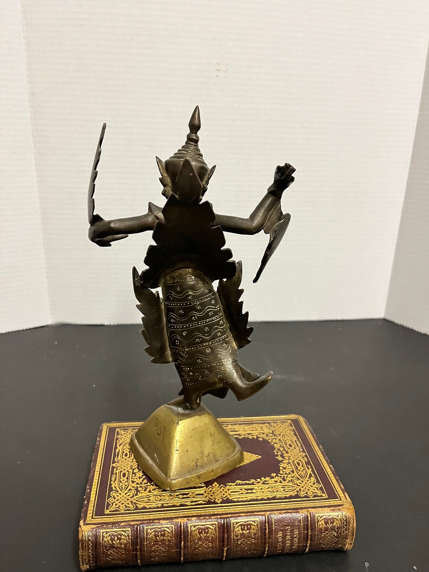 Antique fabulous well details 9 inch tall bronze thai bejewelled goddess statue  wonderful Patina  and condition great gift