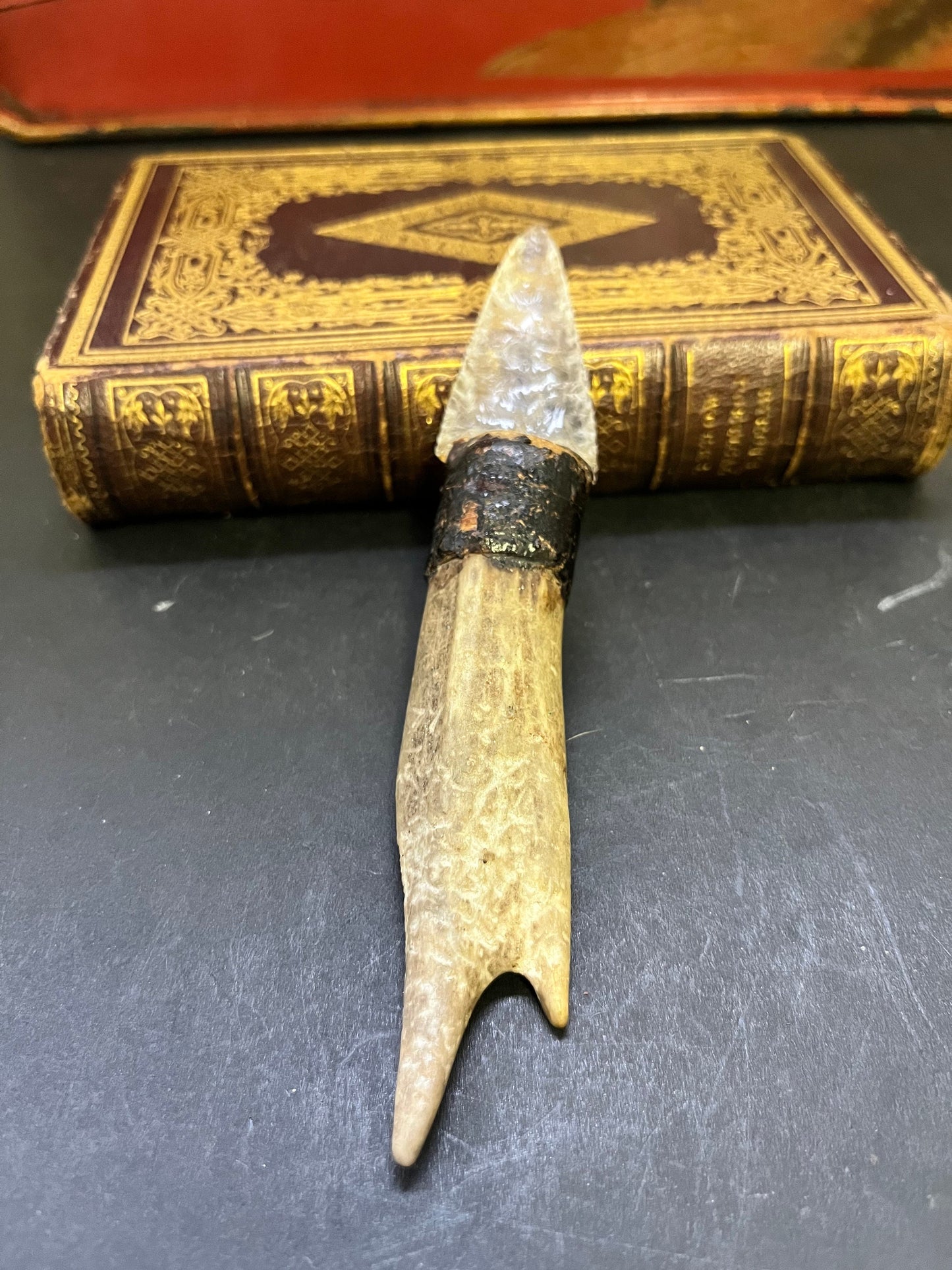 An  Amazing 6 inch museum quality indigenous, first nations pacific northwest coast antique  animal tooth and glass knife  rare wow