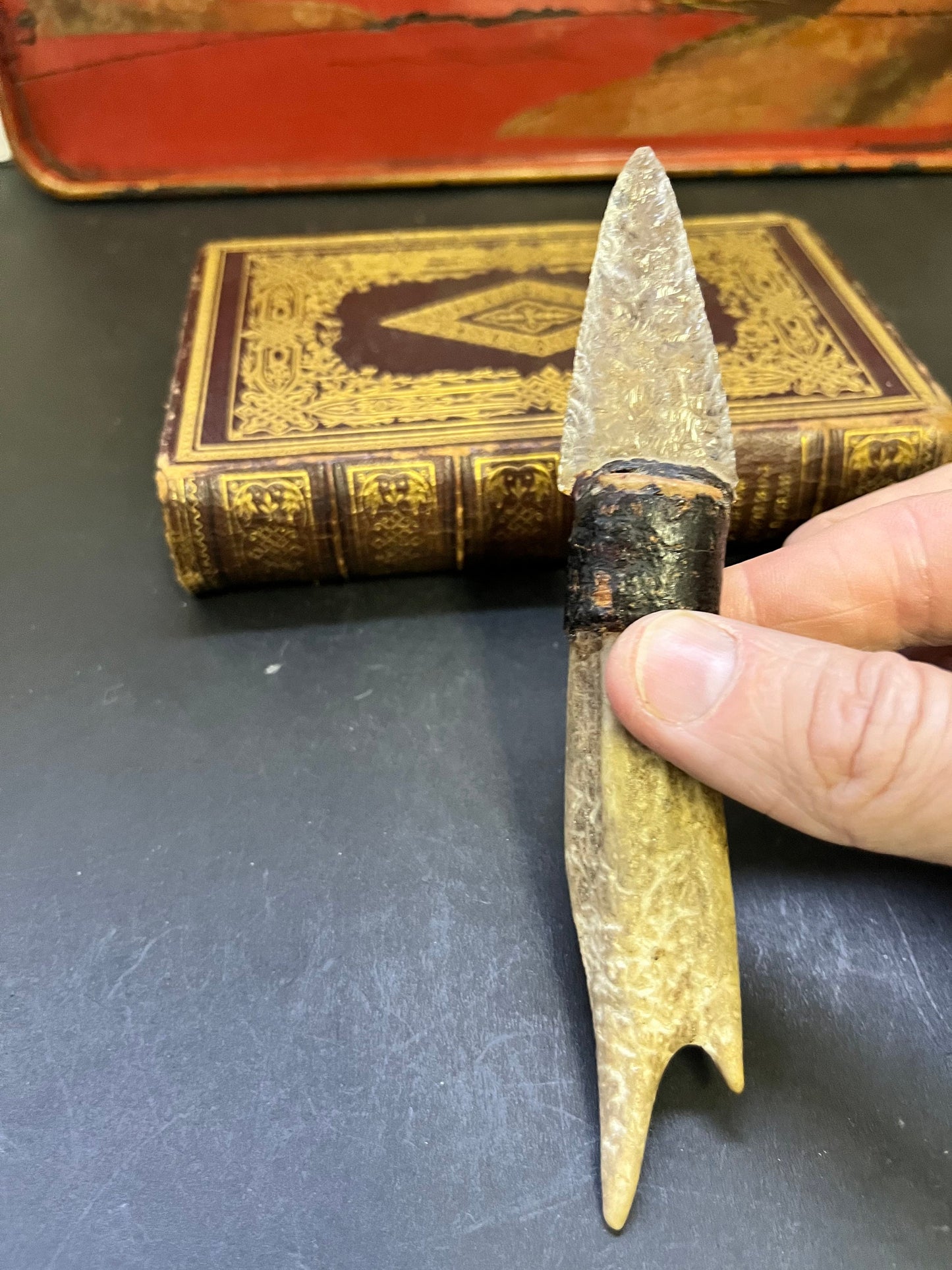 An  Amazing 6 inch museum quality indigenous, first nations pacific northwest coast antique  animal tooth and glass knife  rare wow