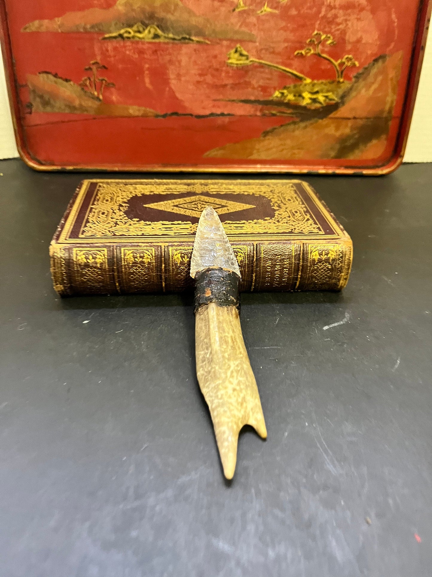 An  Amazing 6 inch museum quality indigenous, first nations pacific northwest coast antique  animal tooth and glass knife  rare wow