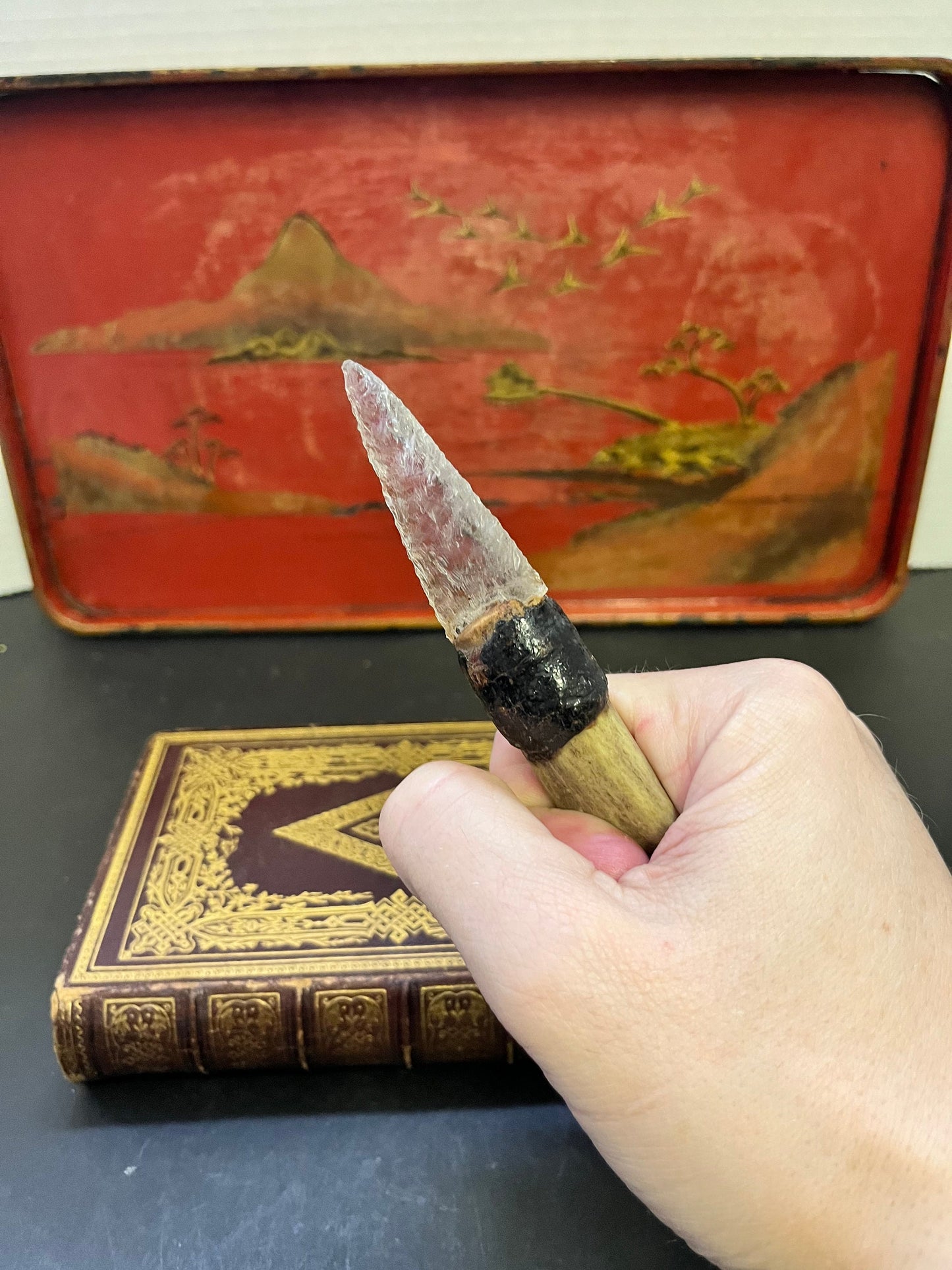 An  Amazing 6 inch museum quality indigenous, first nations pacific northwest coast antique  animal tooth and glass knife  rare wow