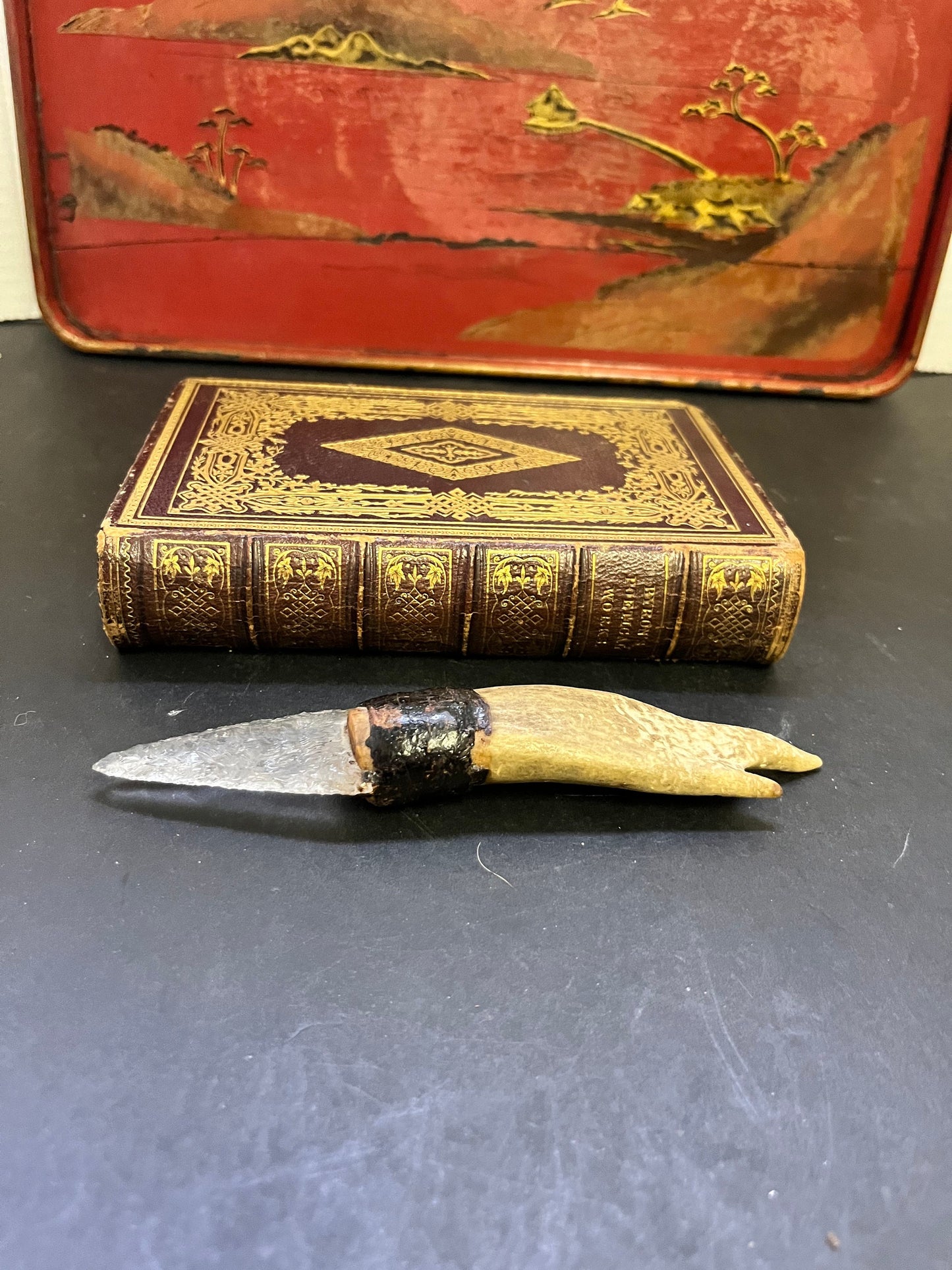 An  Amazing 6 inch museum quality indigenous, first nations pacific northwest coast antique  animal tooth and glass knife  rare wow